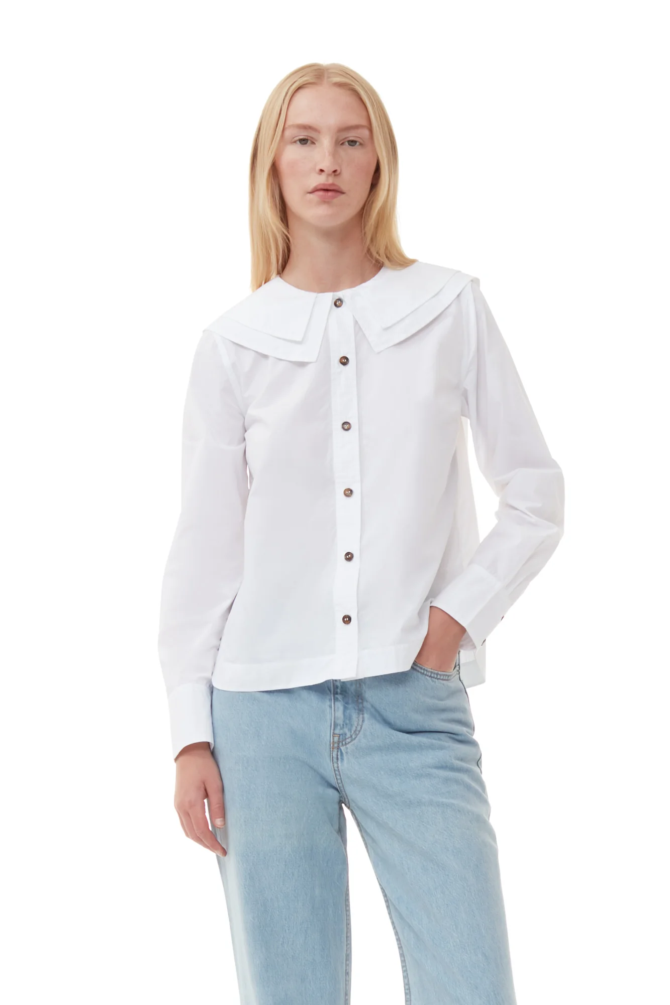 Cotton Poplin Double-Collar Shirt | Bright White
