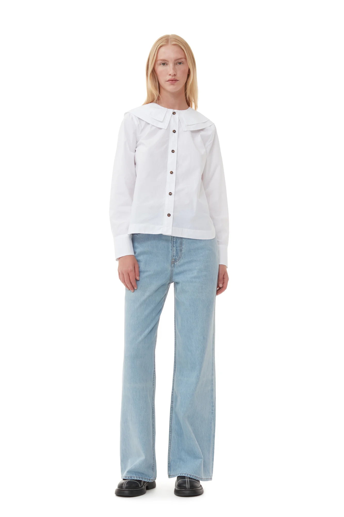 Cotton Poplin Double-Collar Shirt | Bright White - Image 2