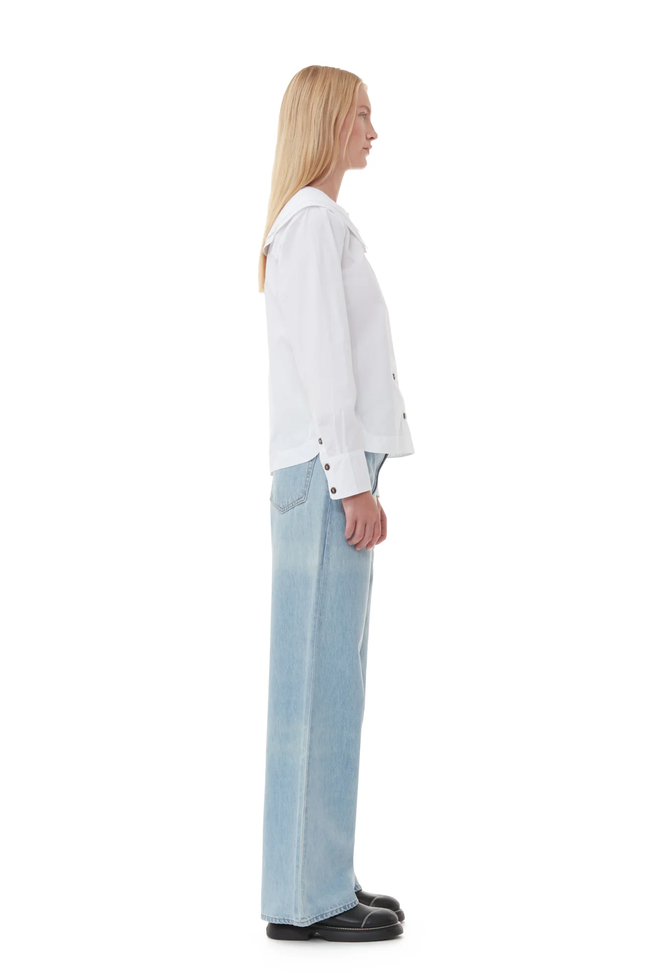 Cotton Poplin Double-Collar Shirt | Bright White - Image 3