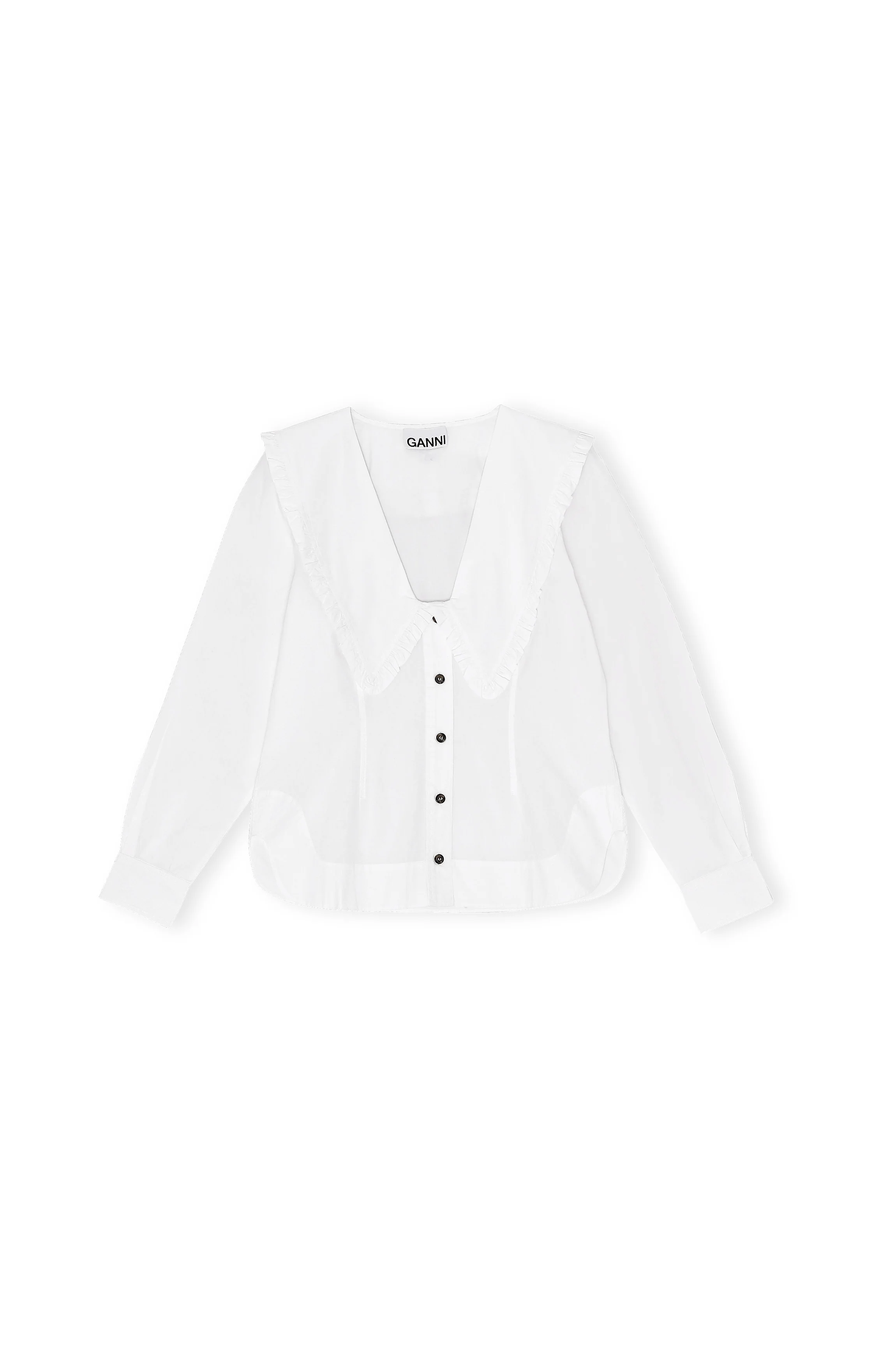 Cotton Poplin Frill Shirt | Bright White