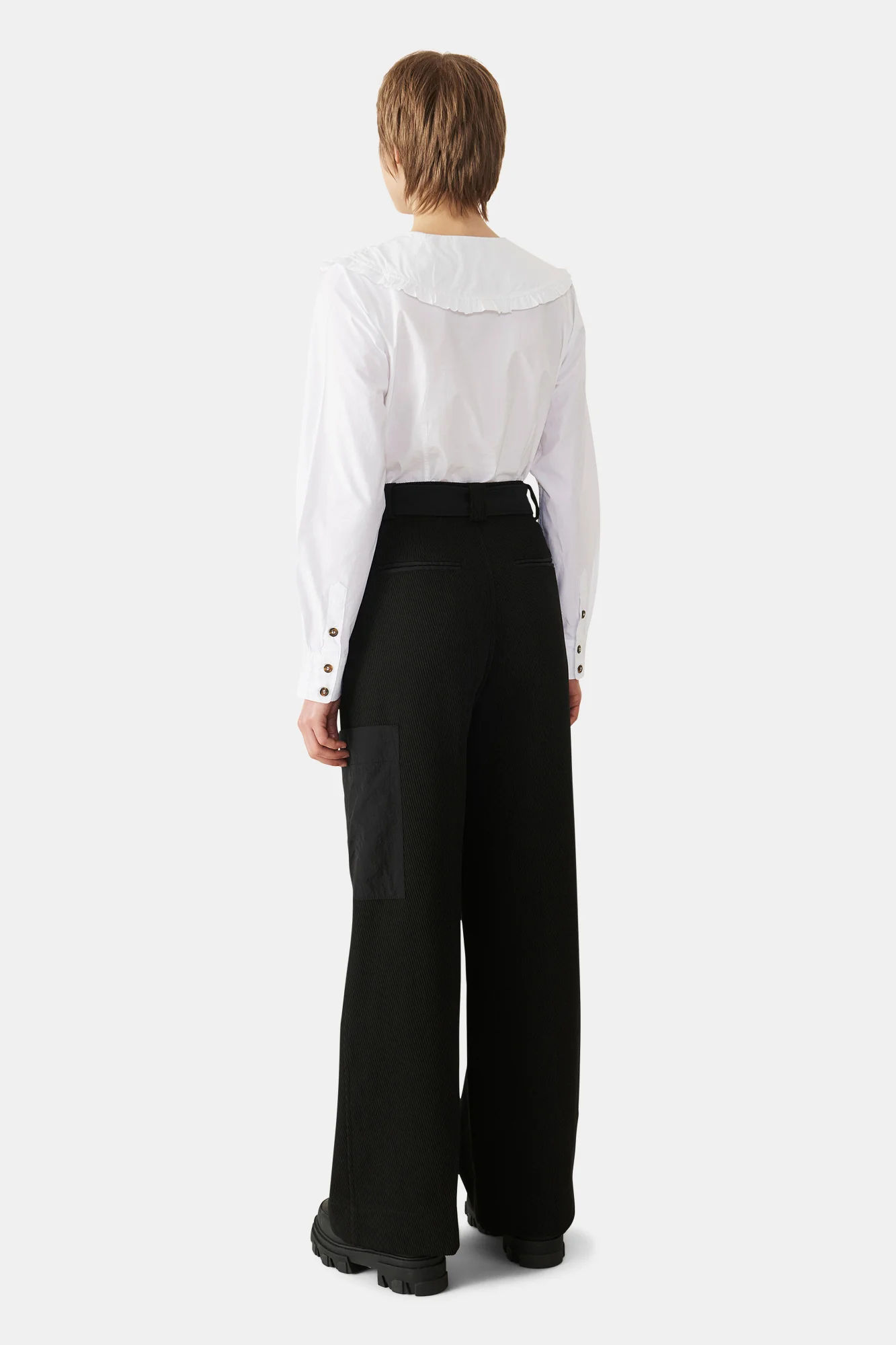 Cotton Poplin Frill Shirt | Bright White - Image 4