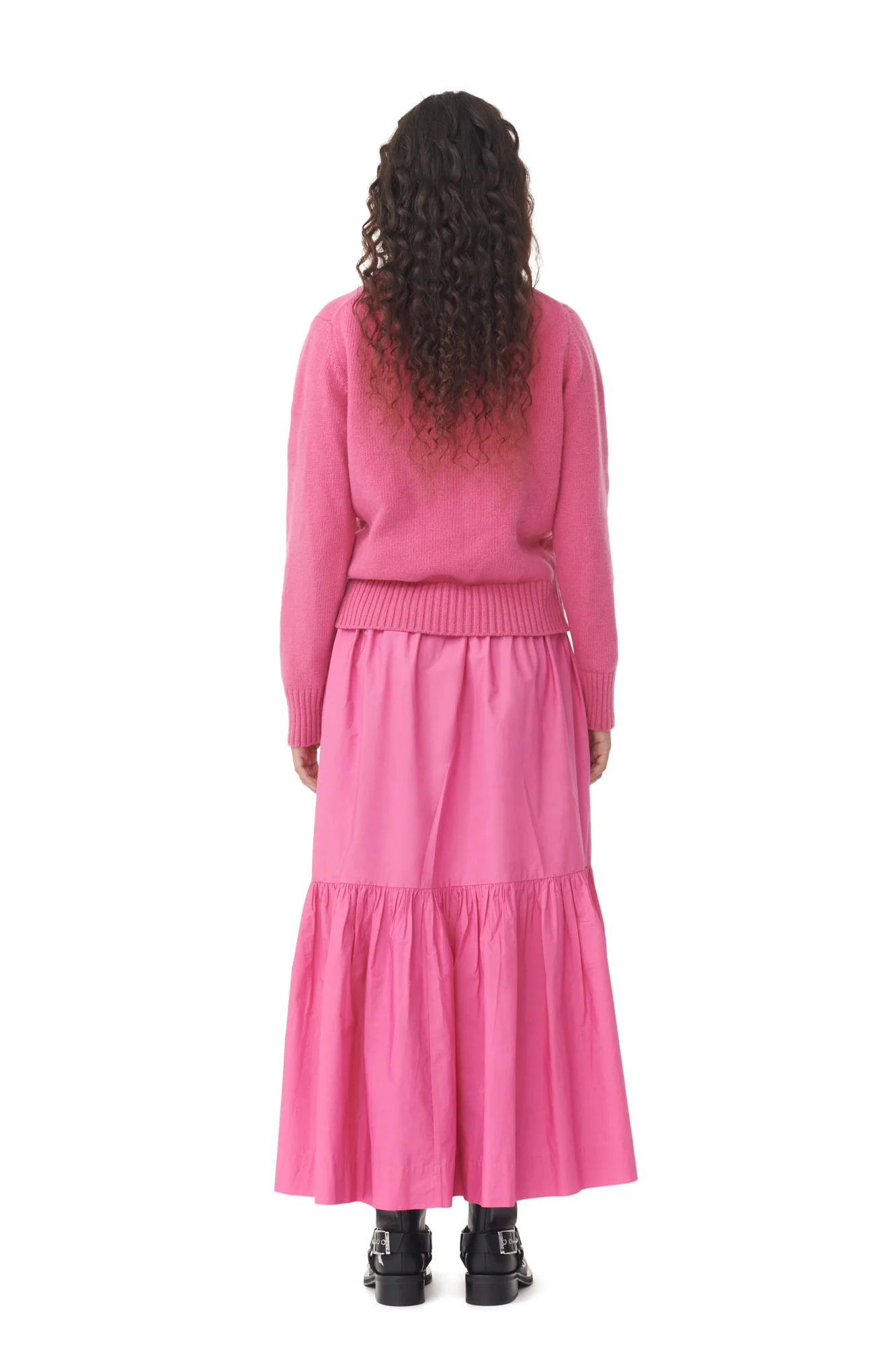 Cotton Poplin Long Flounce Skirt | Cone Flower - Image 5