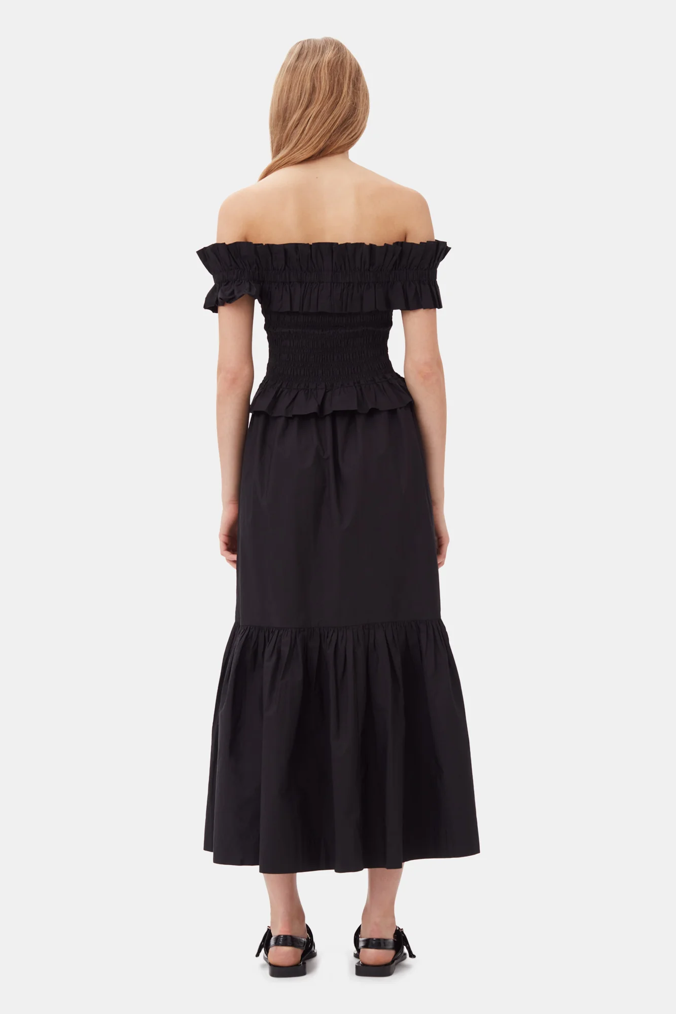 Cotton Poplin Maxi Flounce Skirt | Black - Image 10