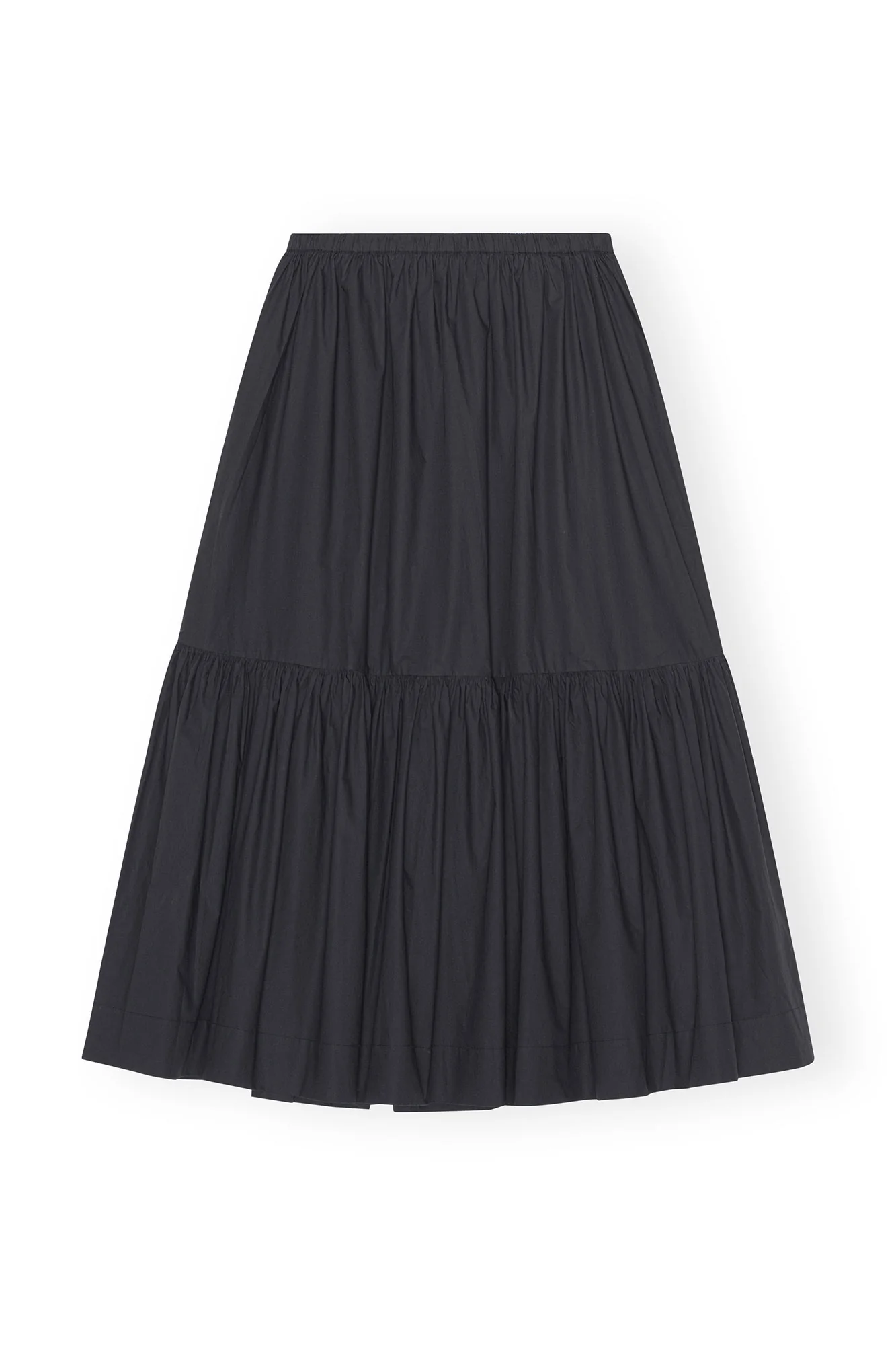 Cotton Poplin Maxi Flounce Skirt | Black - Image 2
