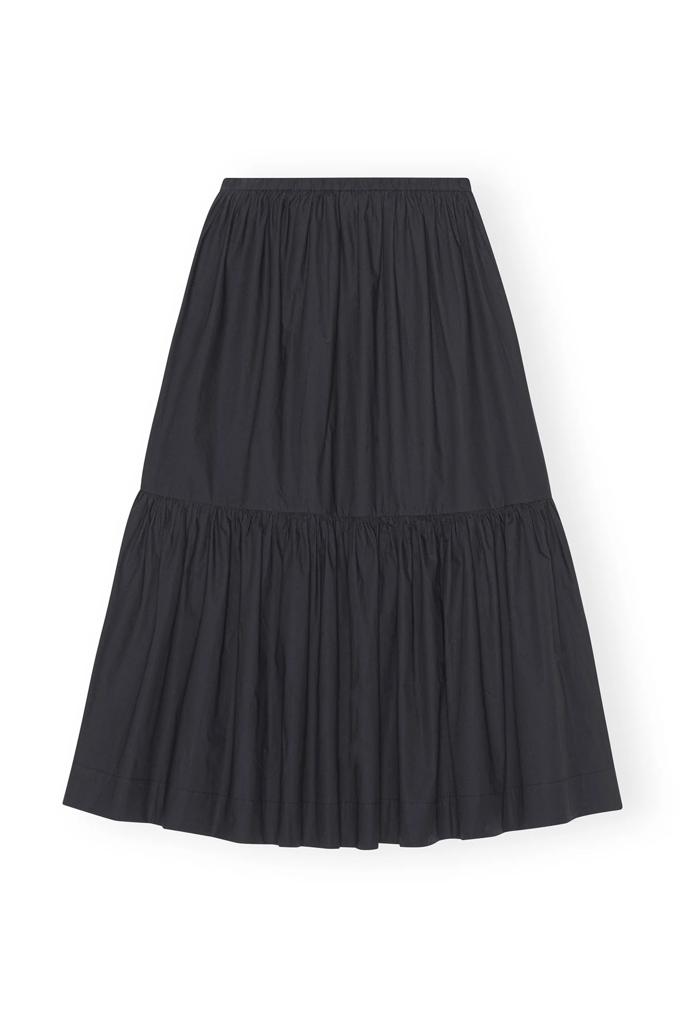 Cotton Poplin Maxi Flounce Skirt | Black - Image 3