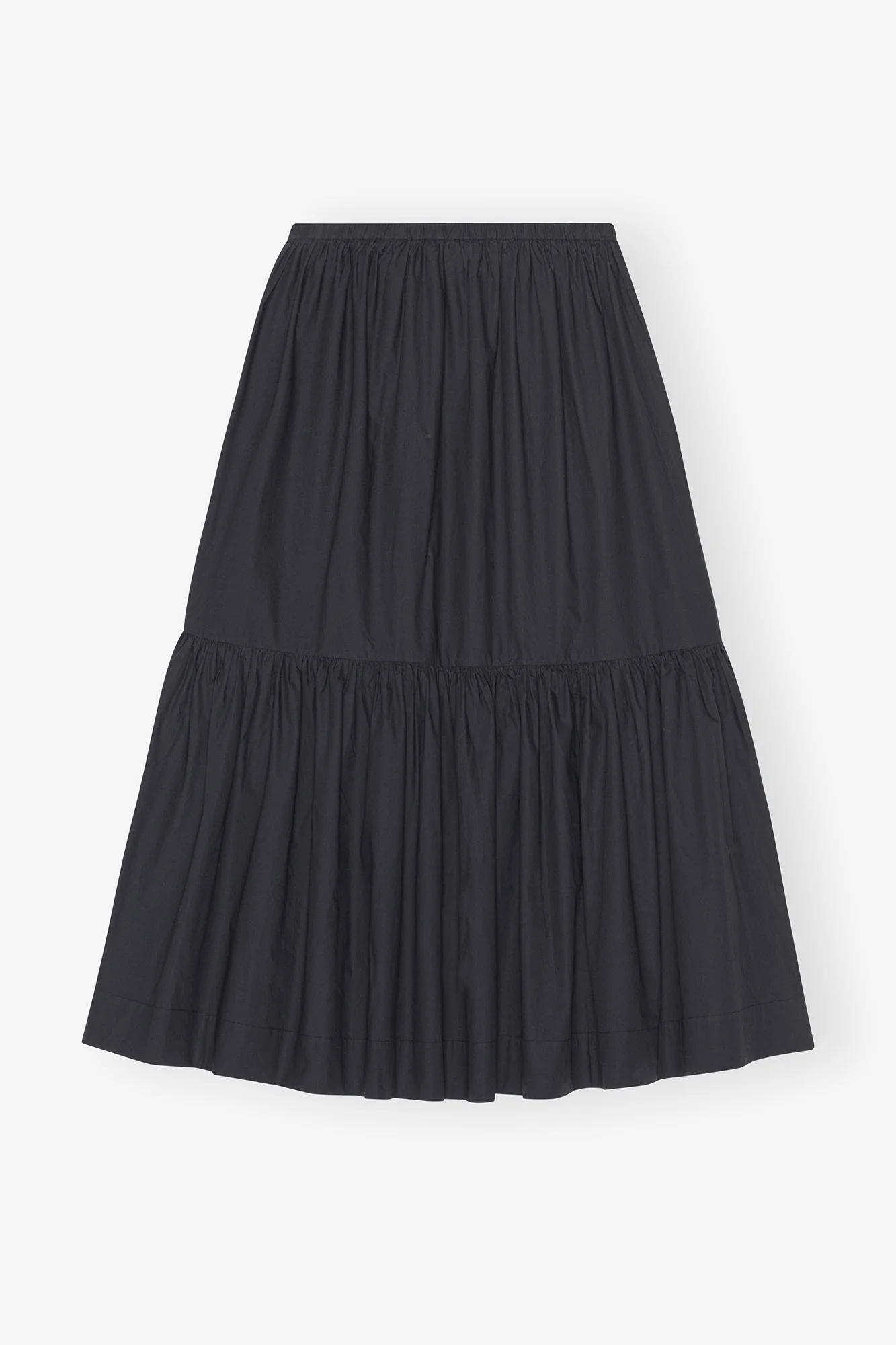 Cotton Poplin Maxi Flounce Skirt | Black - Image 4
