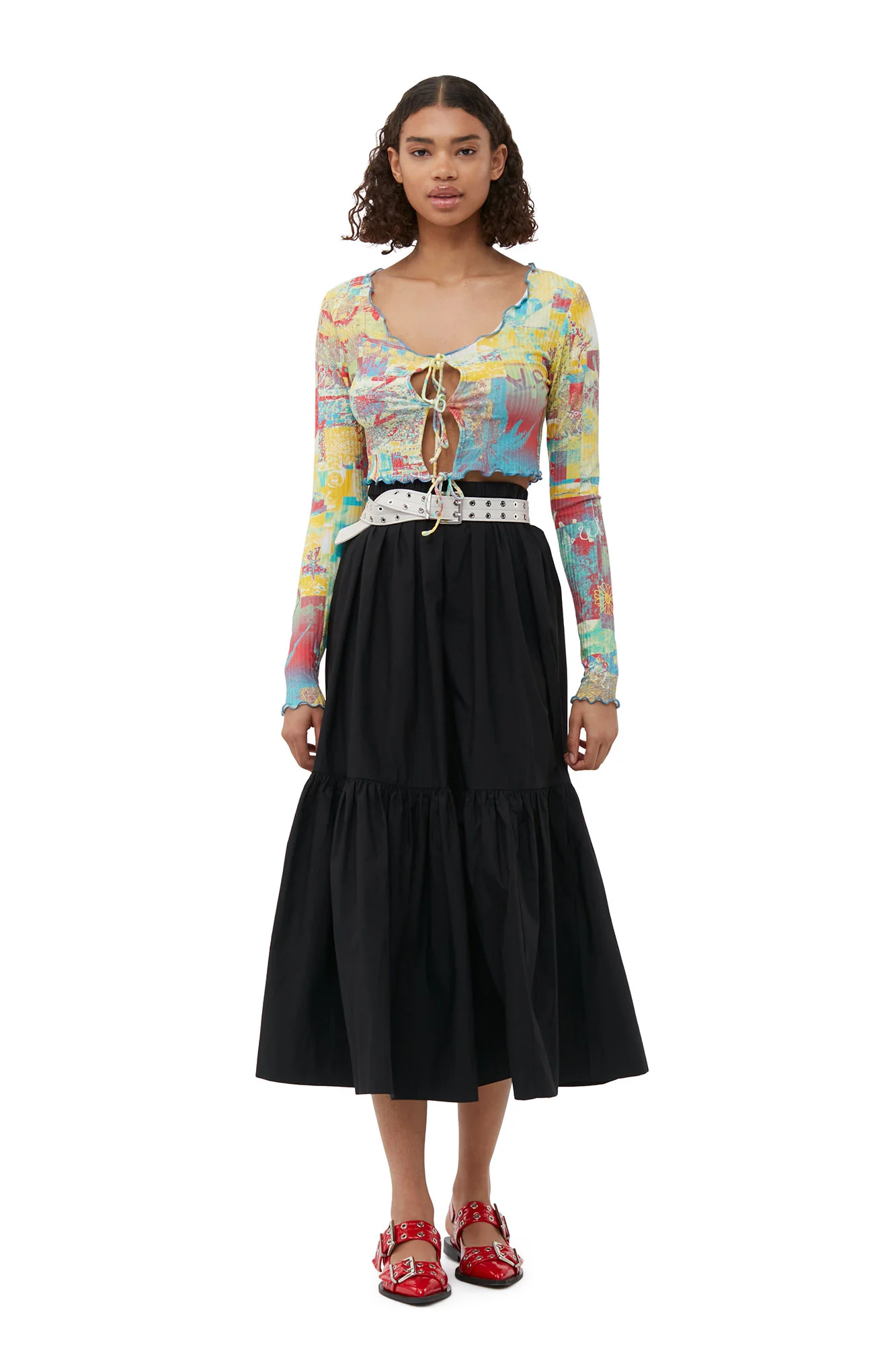 Cotton Poplin Maxi Flounce Skirt | Black - Image 5