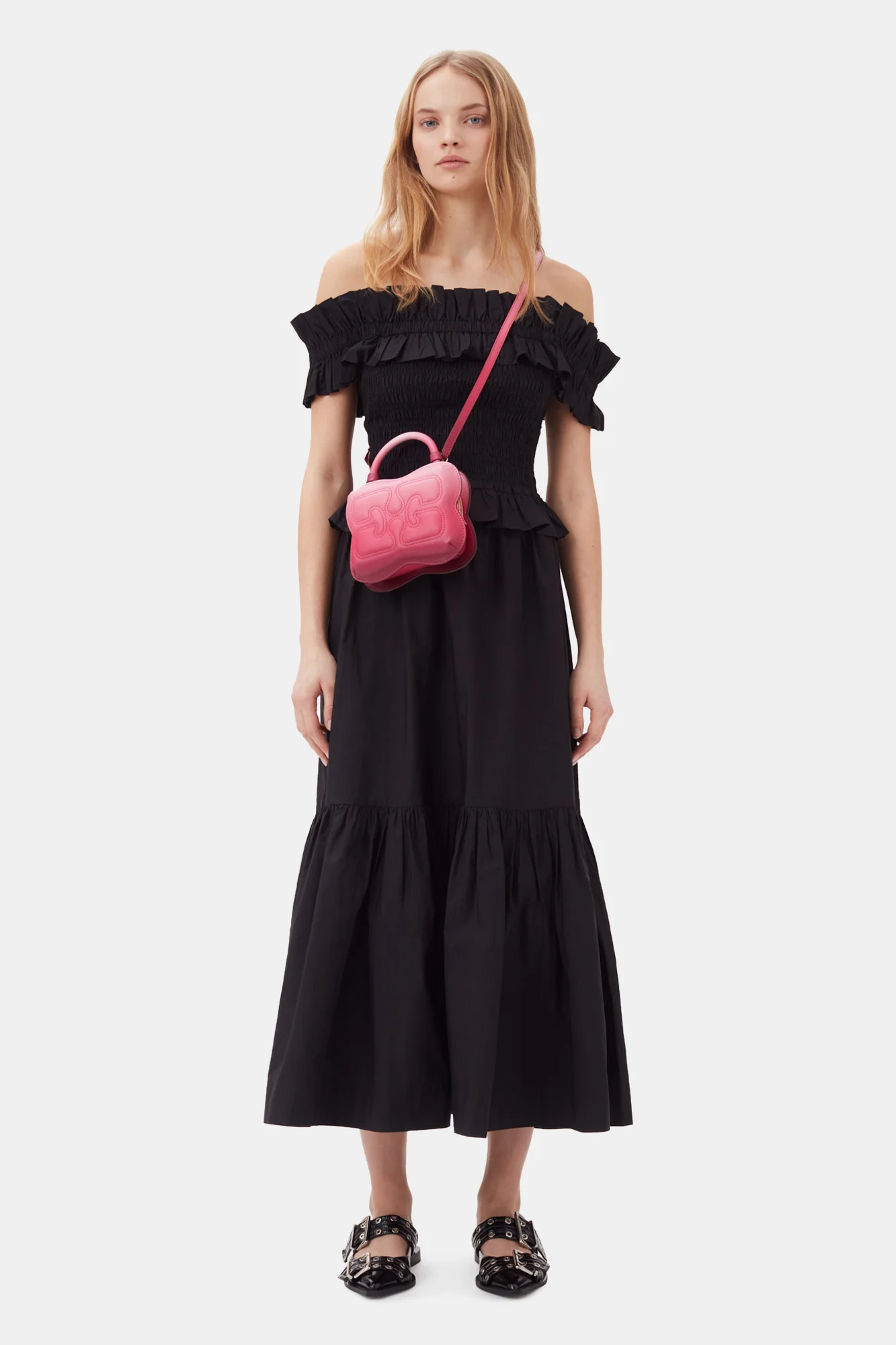 Cotton Poplin Maxi Flounce Skirt | Black - Image 6