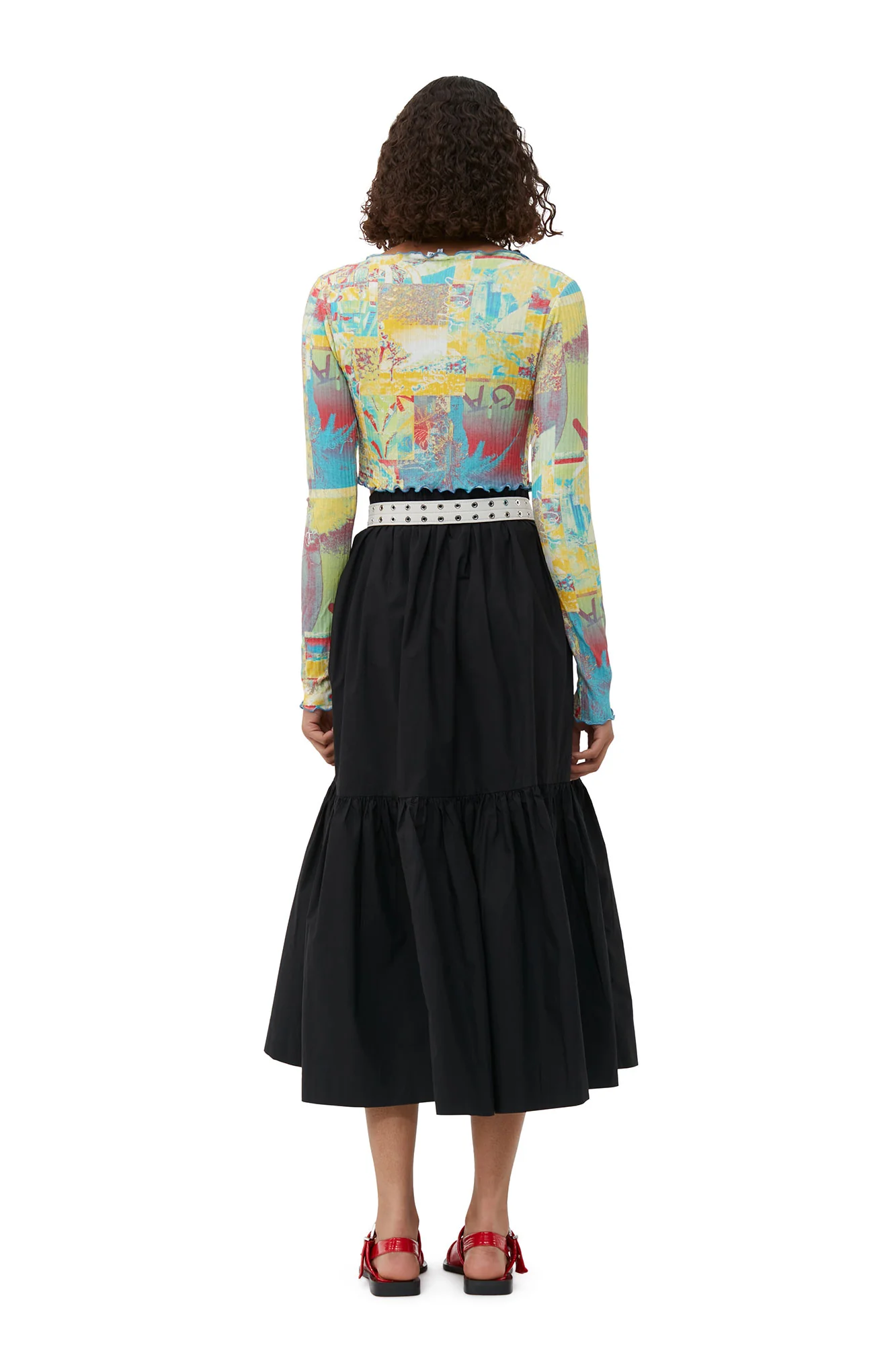 Cotton Poplin Maxi Flounce Skirt | Black - Image 7