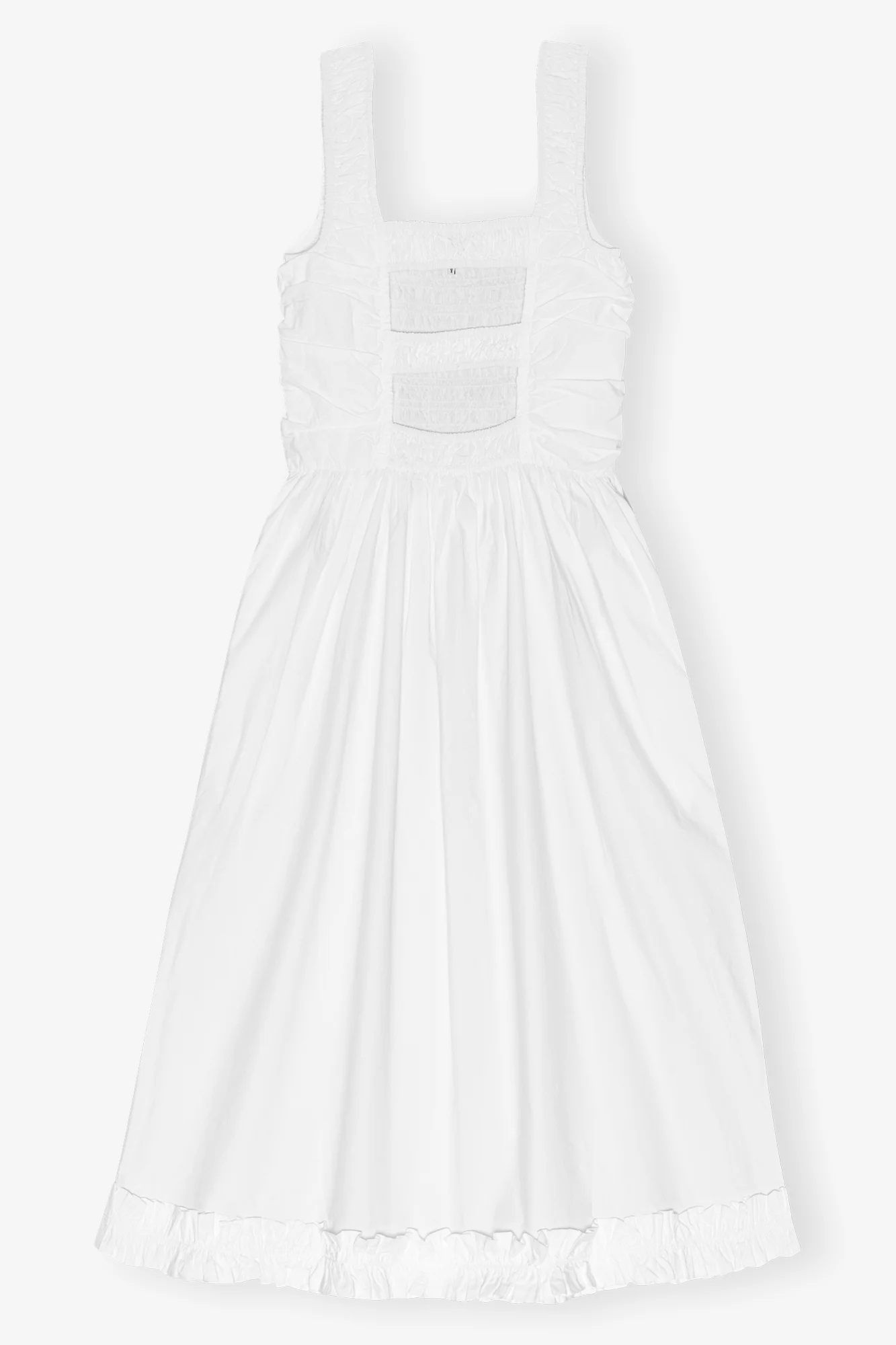 Cotton Poplin Midi Strap Smock Dress | Bright White - Image 2