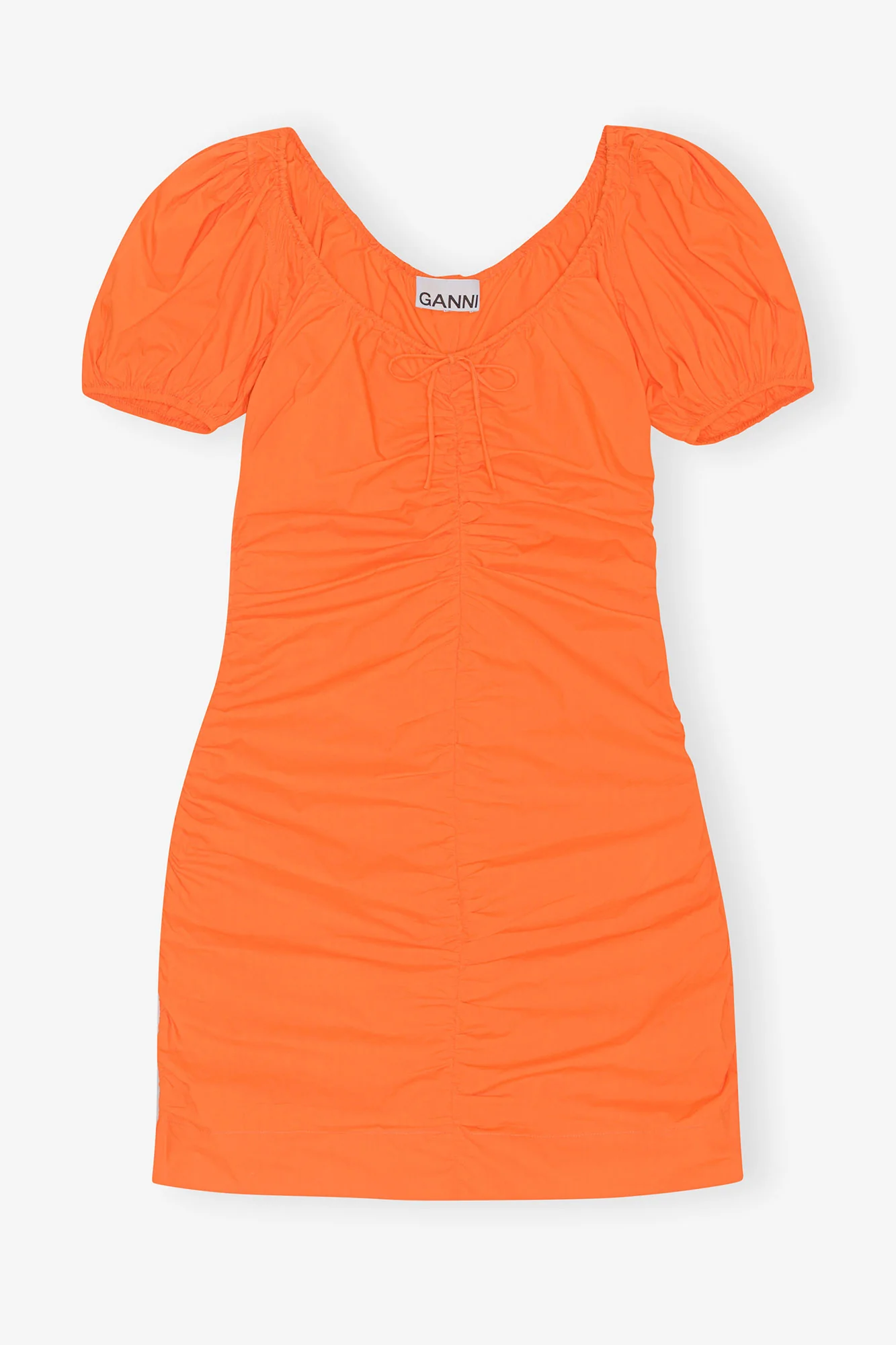 Cotton Poplin Mini Dress | Vibrant Orange - Image 2