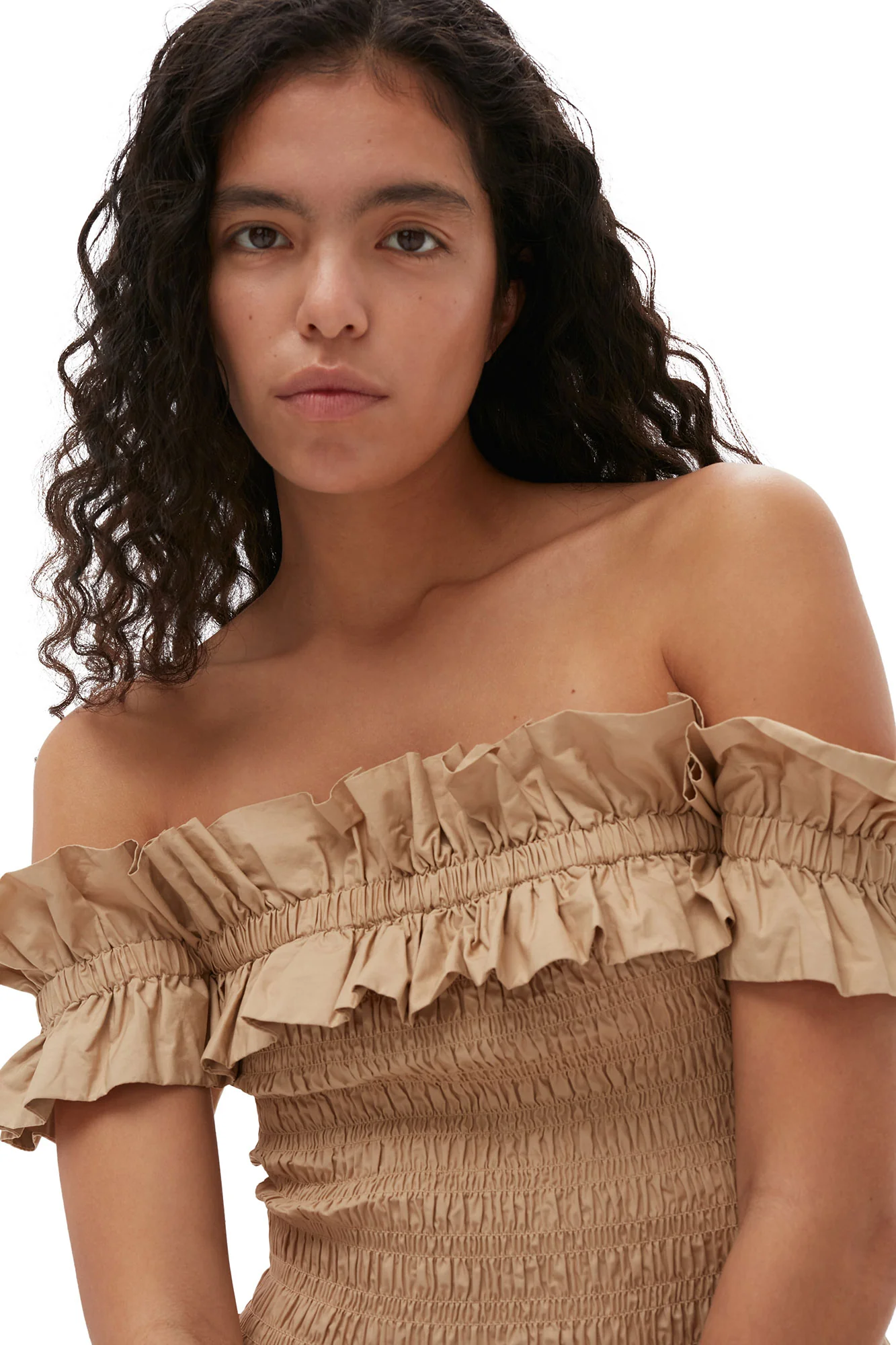 Cotton Poplin Off-Shoulder Smock Top | Curds and Whey - Image 10
