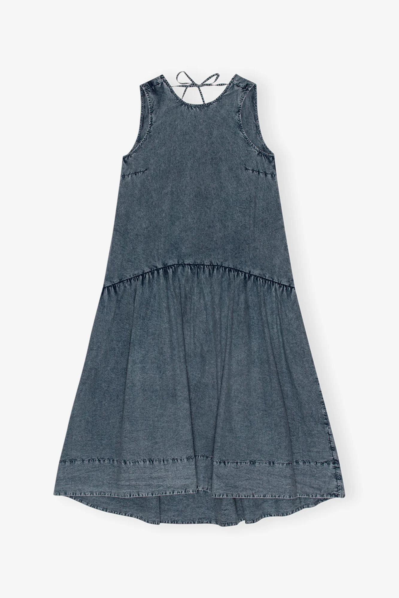 Cotton Poplin Open Back Midi Dress | Sky Captain