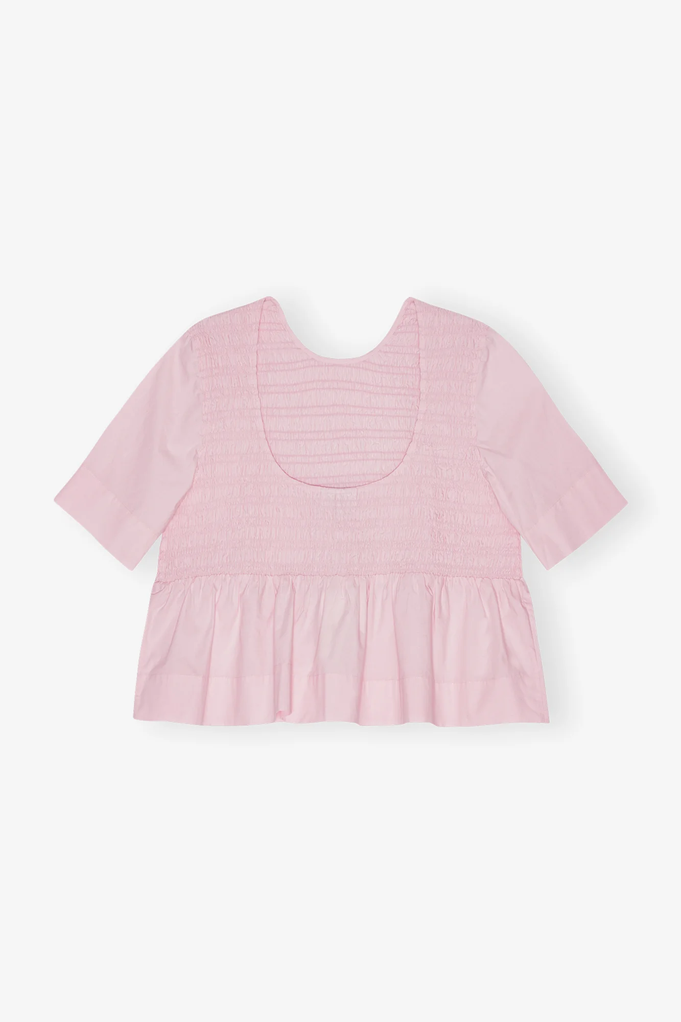 Cotton Poplin Open Back Smock Blouse | Chalk Pink - Image 2
