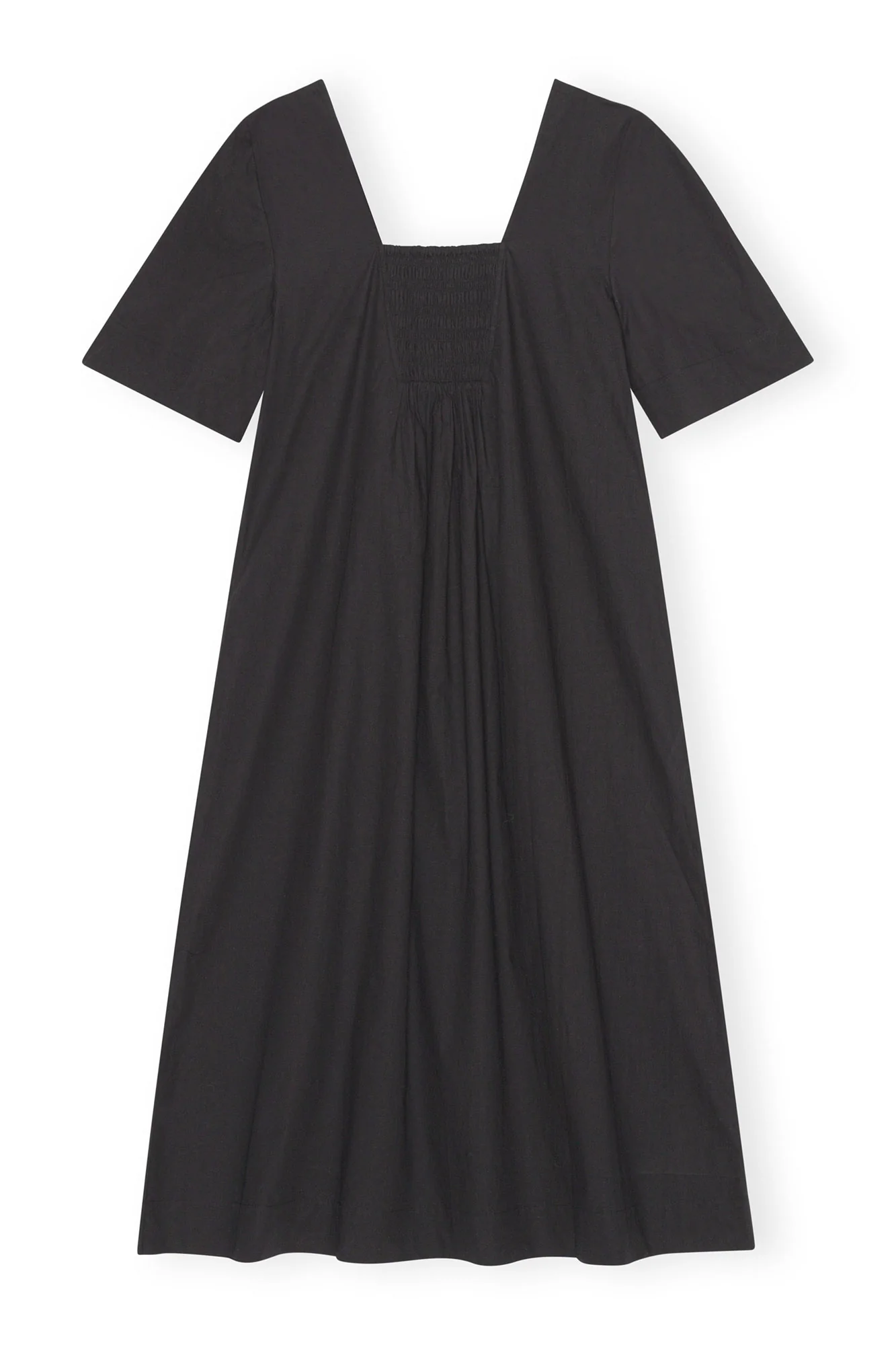 Cotton Poplin Open-neck Maxi Dress | Black - Image 2