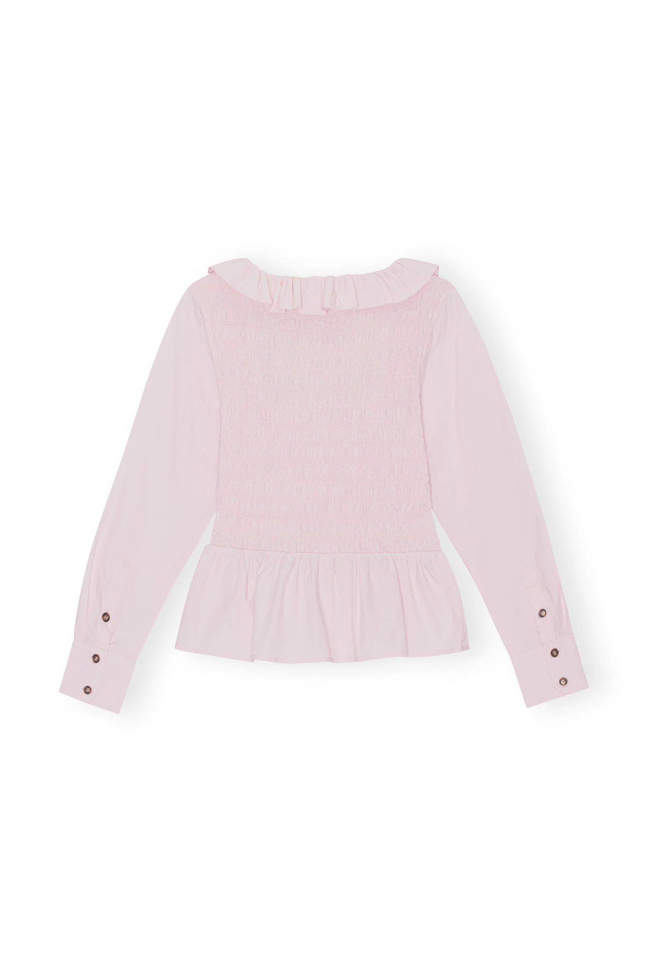 Cotton Poplin Open-neck Smock Blouse | Light Lilac - Image 3