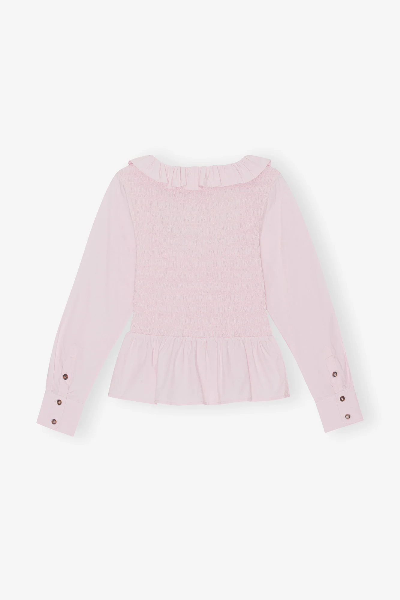 Cotton Poplin Open-neck Smock Blouse | Light Lilac - Image 4
