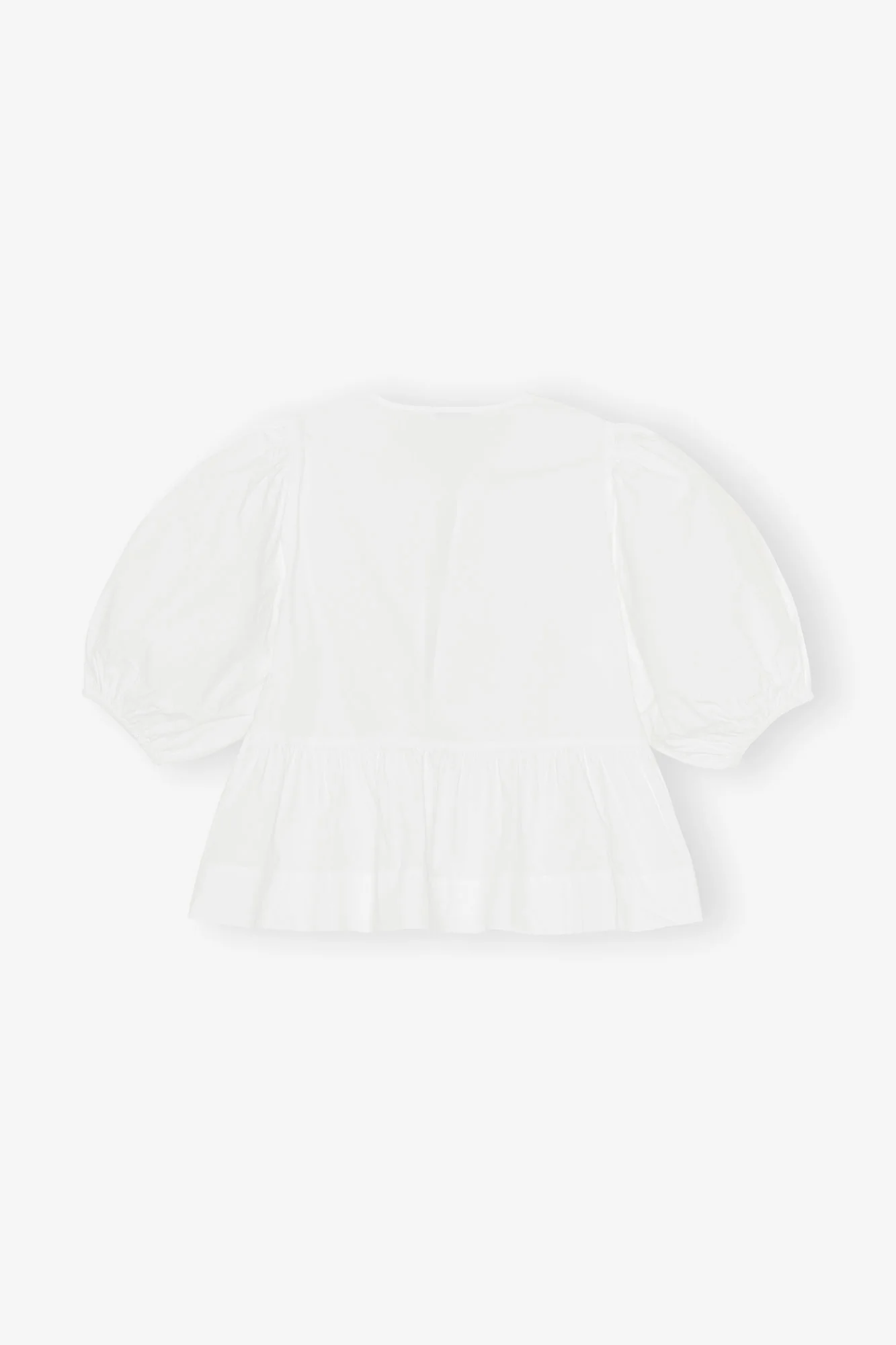 Cotton Poplin Peplum Tie Blouse | Bright White - Image 2