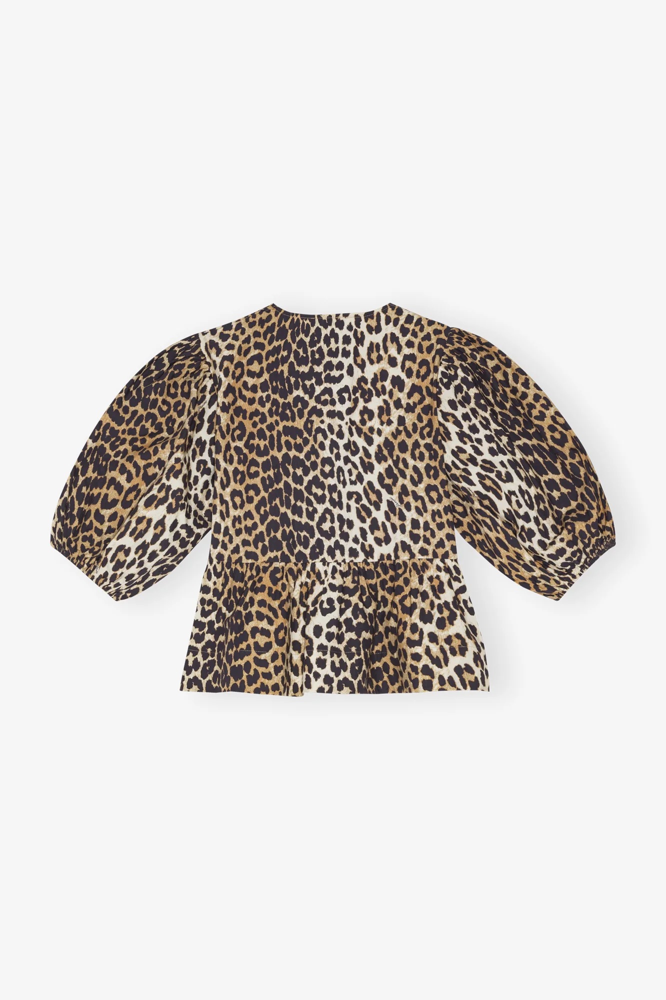 Cotton Poplin Peplum Tie Blouse | Leopard - Image 2