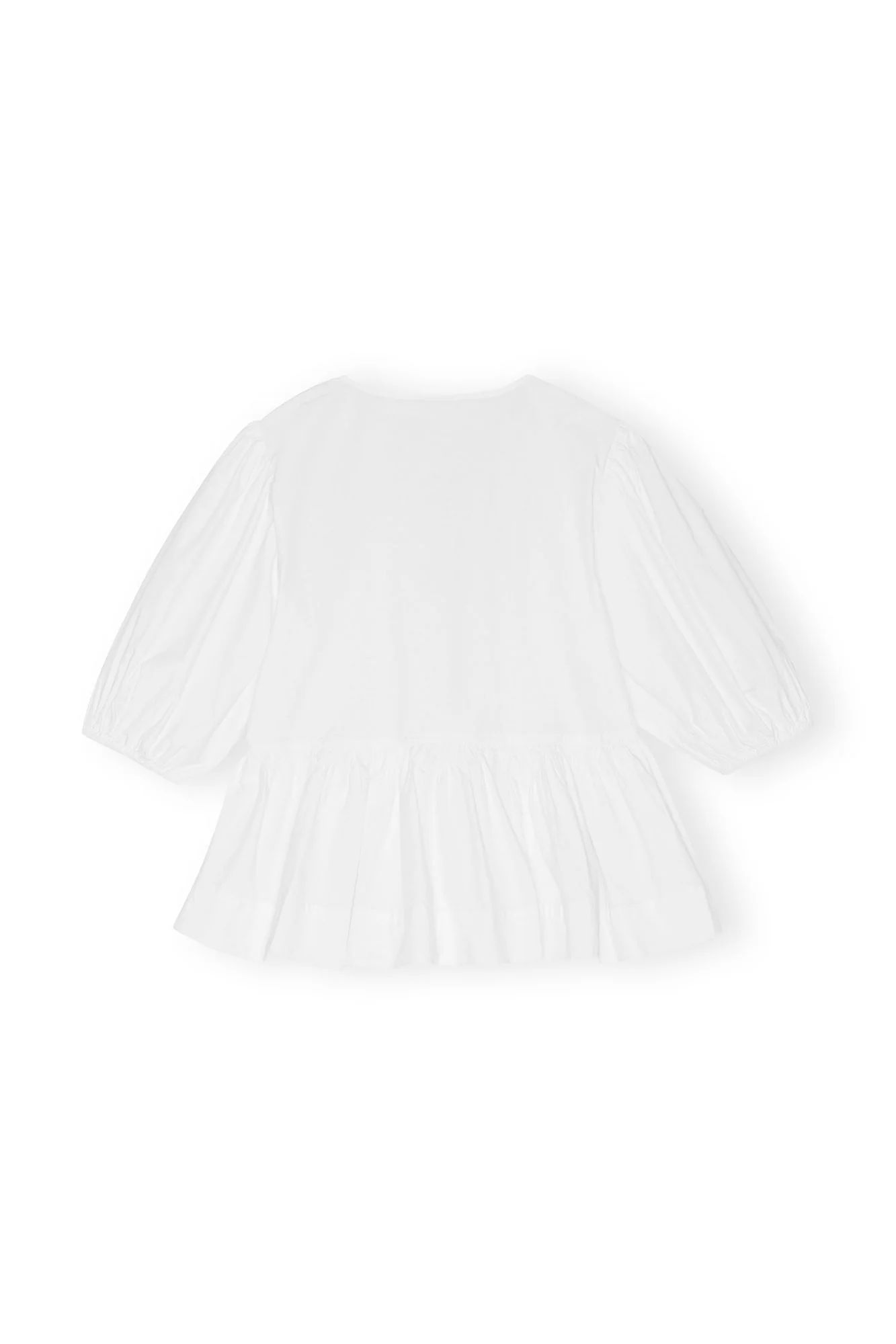 Cotton Poplin Puff Sleeve Wrap Blouse | Bright White - Image 2