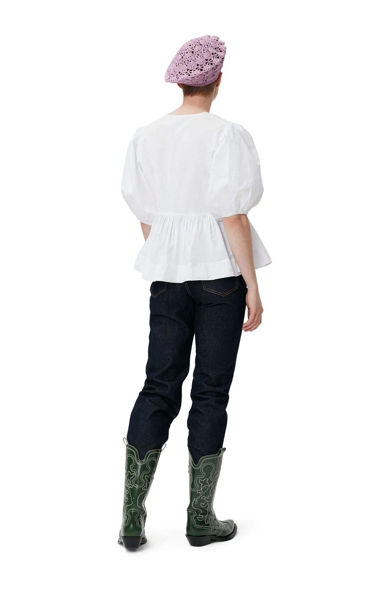 Cotton Poplin Puff Sleeve Wrap Blouse | Bright White - Image 4