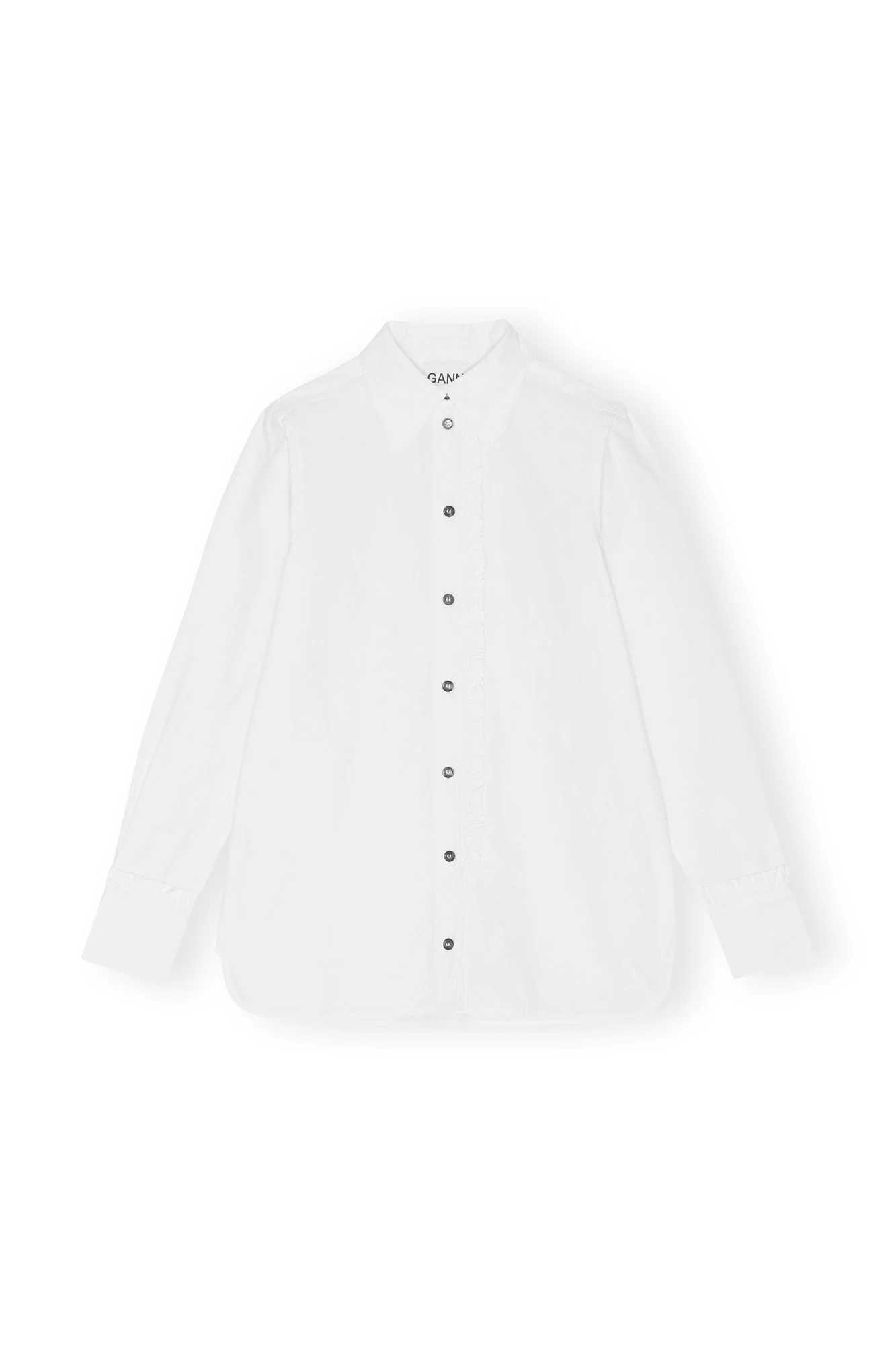 Cotton Poplin Ruffle Shirt | Bright White