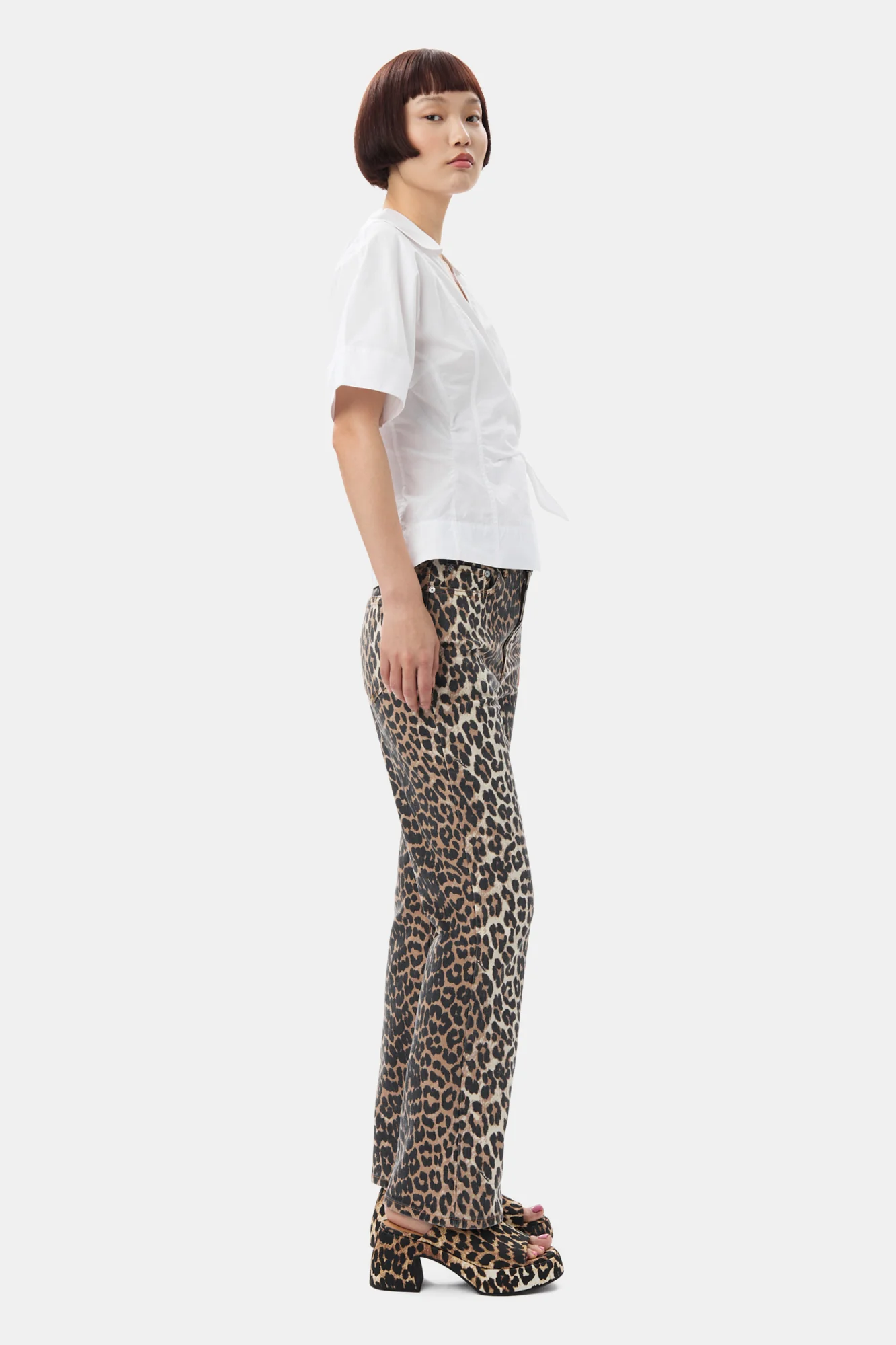 Cotton Poplin Short Sleeve Wrap Blouse | Bright White - Image 5
