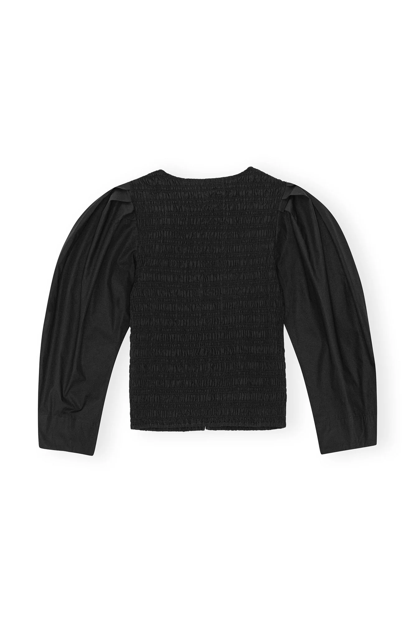 Cotton Poplin Smock Blouse | Black - Image 3