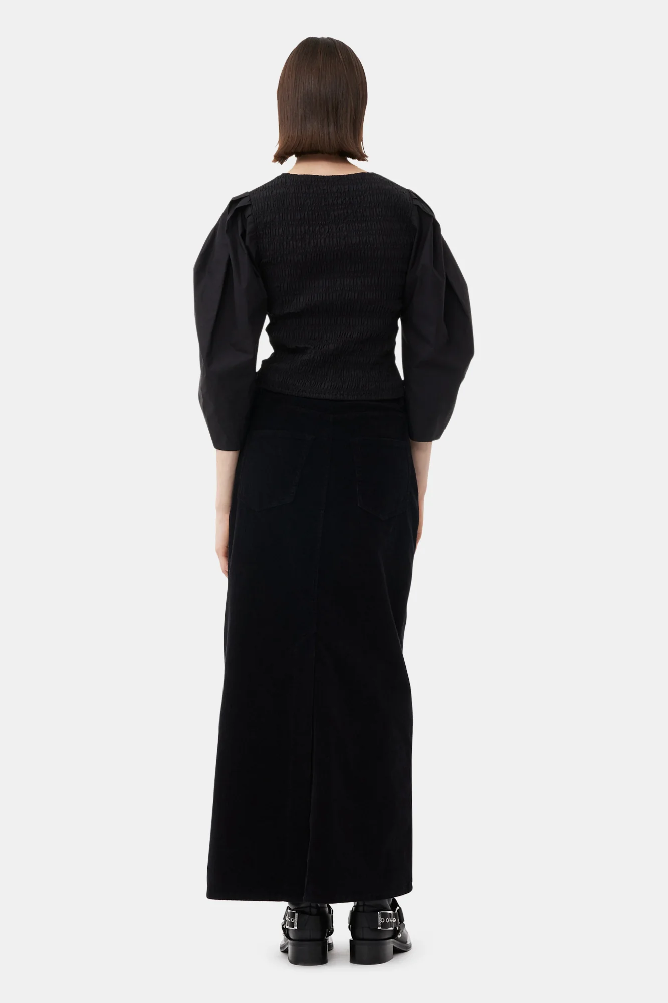 Cotton Poplin Smock Blouse | Black - Image 7