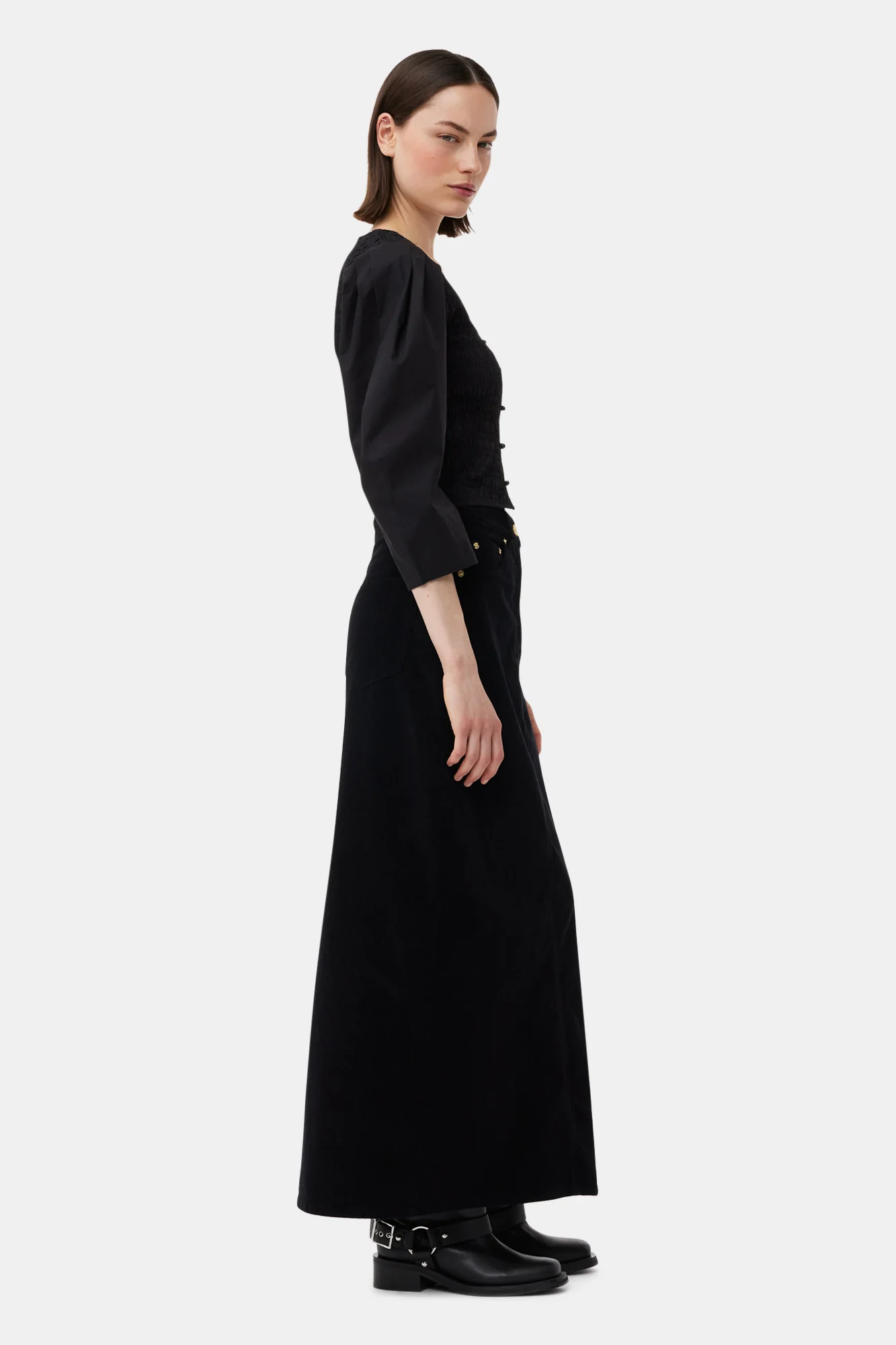 Cotton Poplin Smock Blouse | Black - Image 8