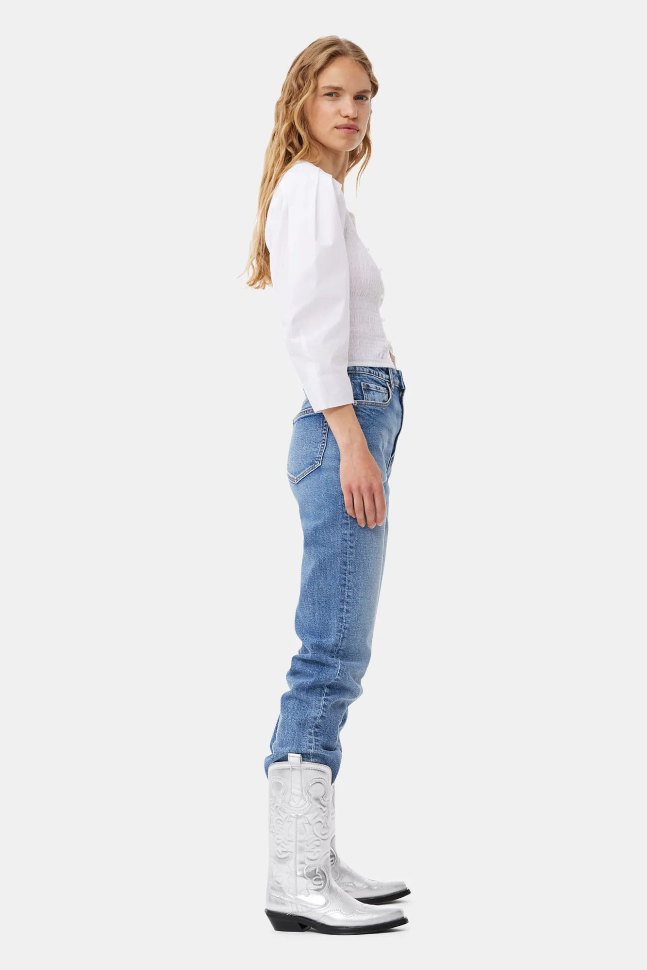 Cotton Poplin Smock Blouse | Bright White - Image 7
