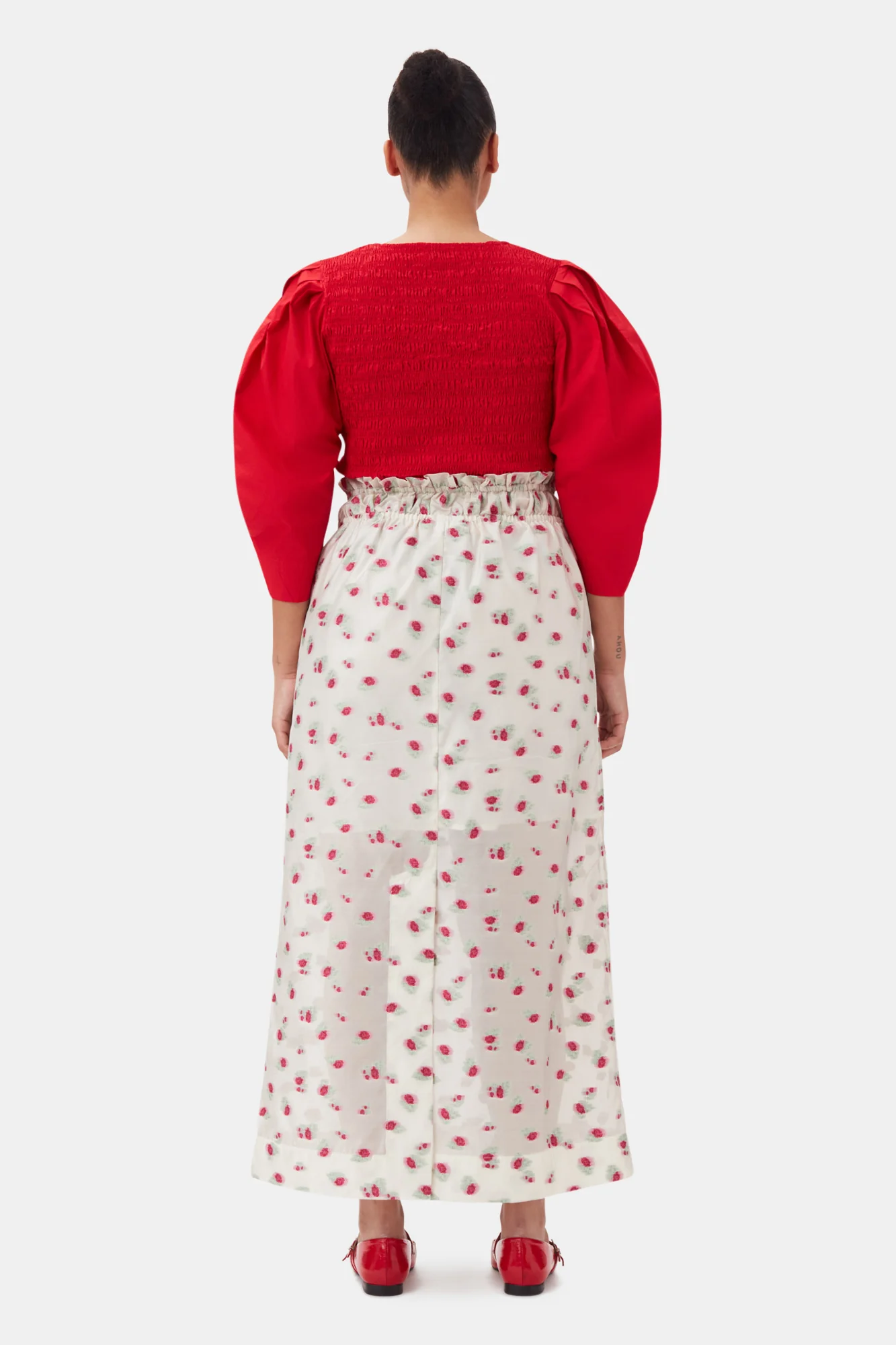 Cotton Poplin Smock Blouse | Racing Red - Image 10