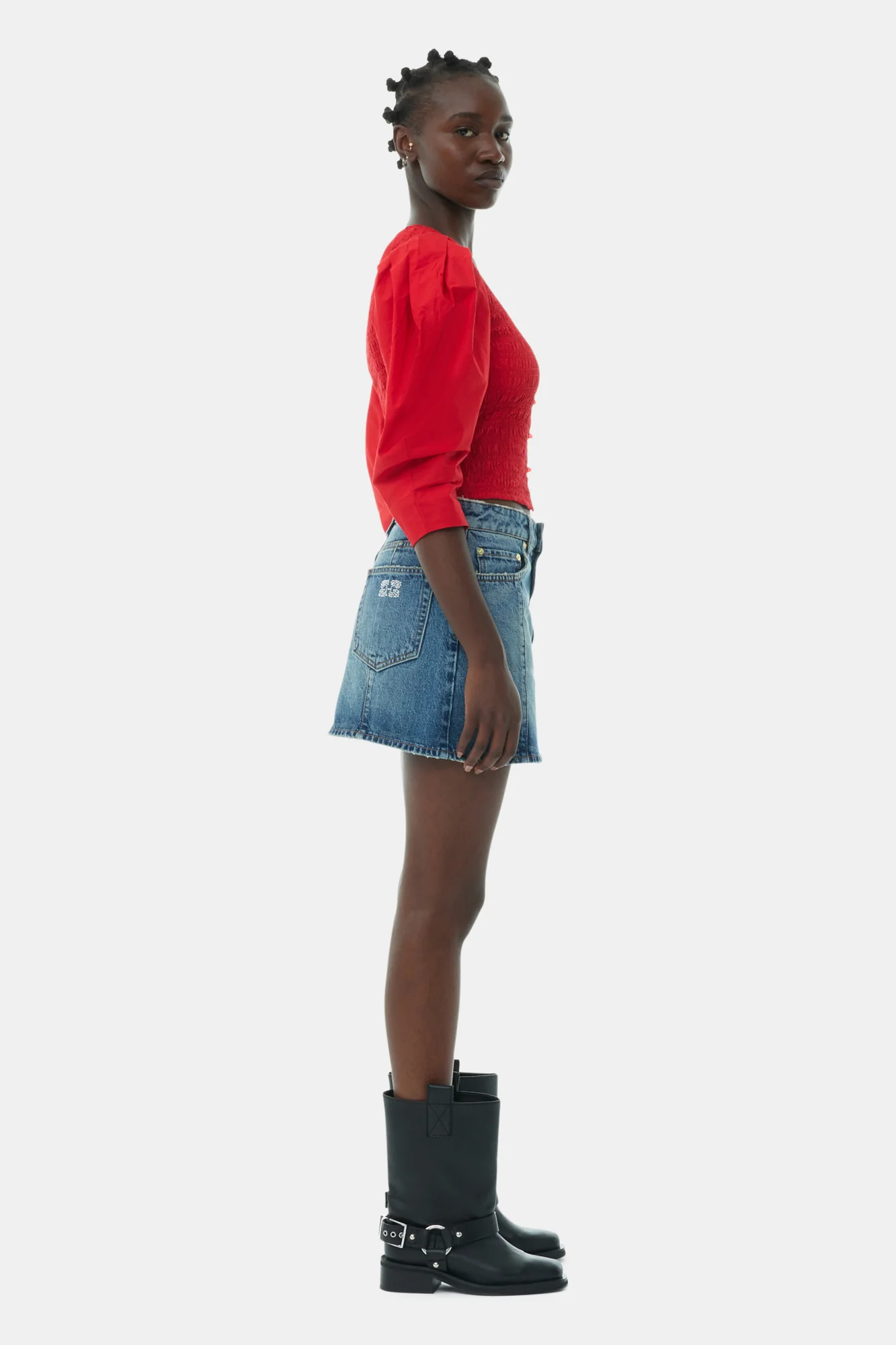 Cotton Poplin Smock Blouse | Racing Red - Image 5