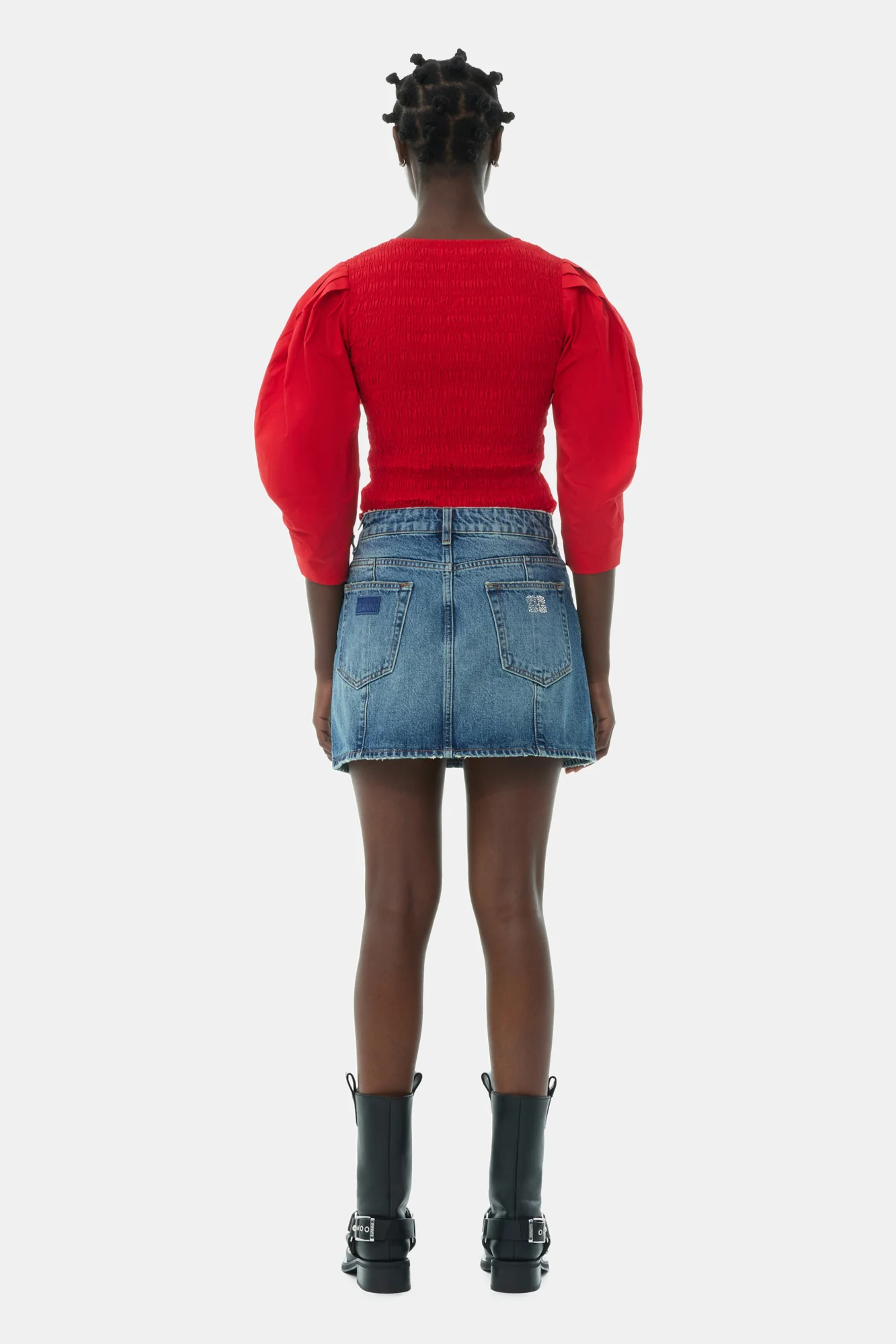 Cotton Poplin Smock Blouse | Racing Red - Image 6