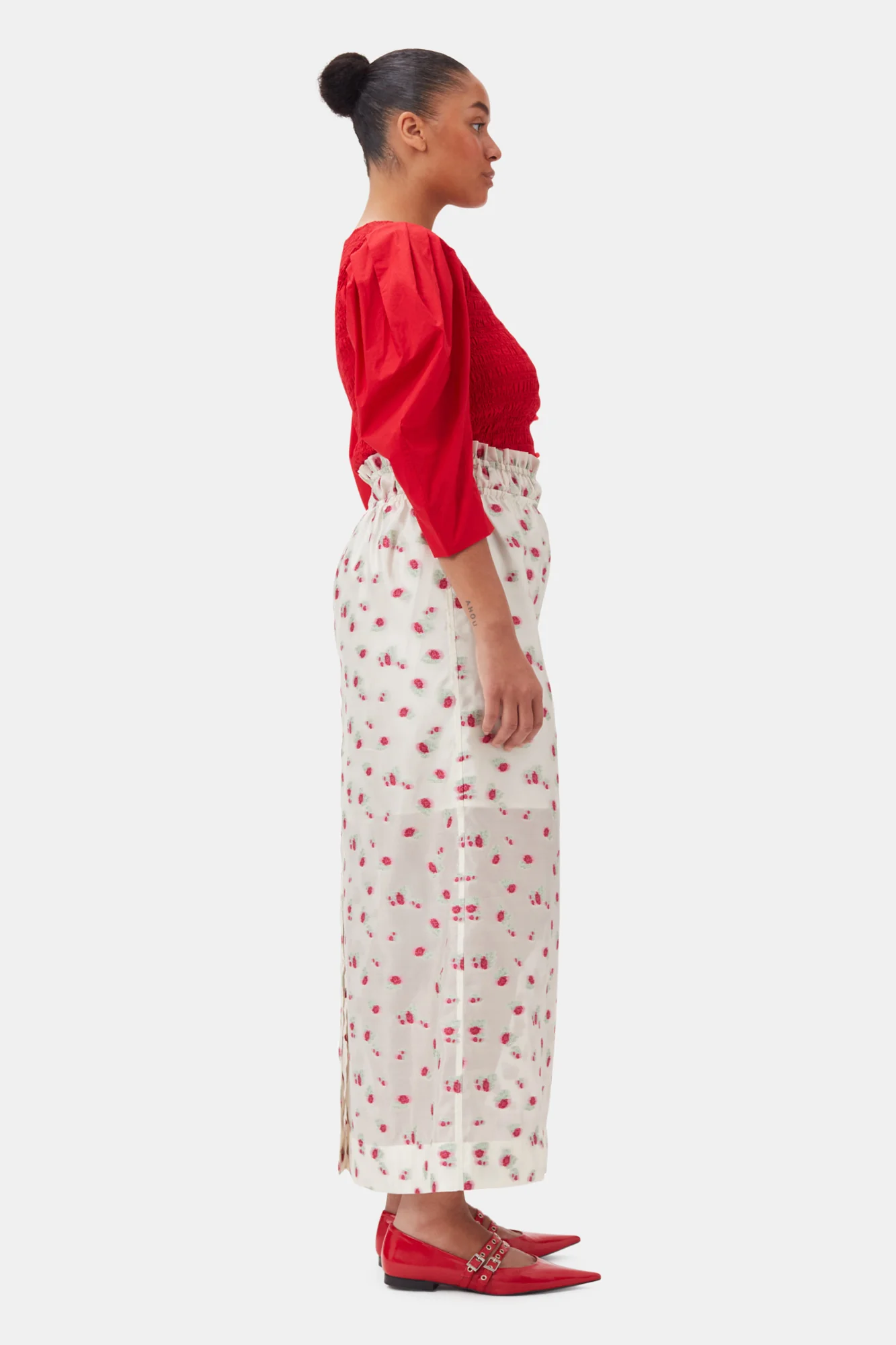 Cotton Poplin Smock Blouse | Racing Red - Image 9