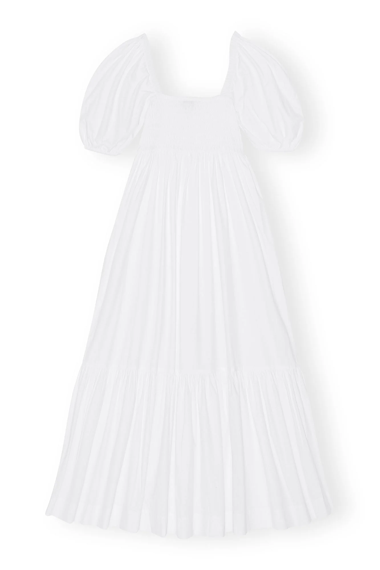 Cotton Poplin Smock Maxi Dress | Bright White - Image 2
