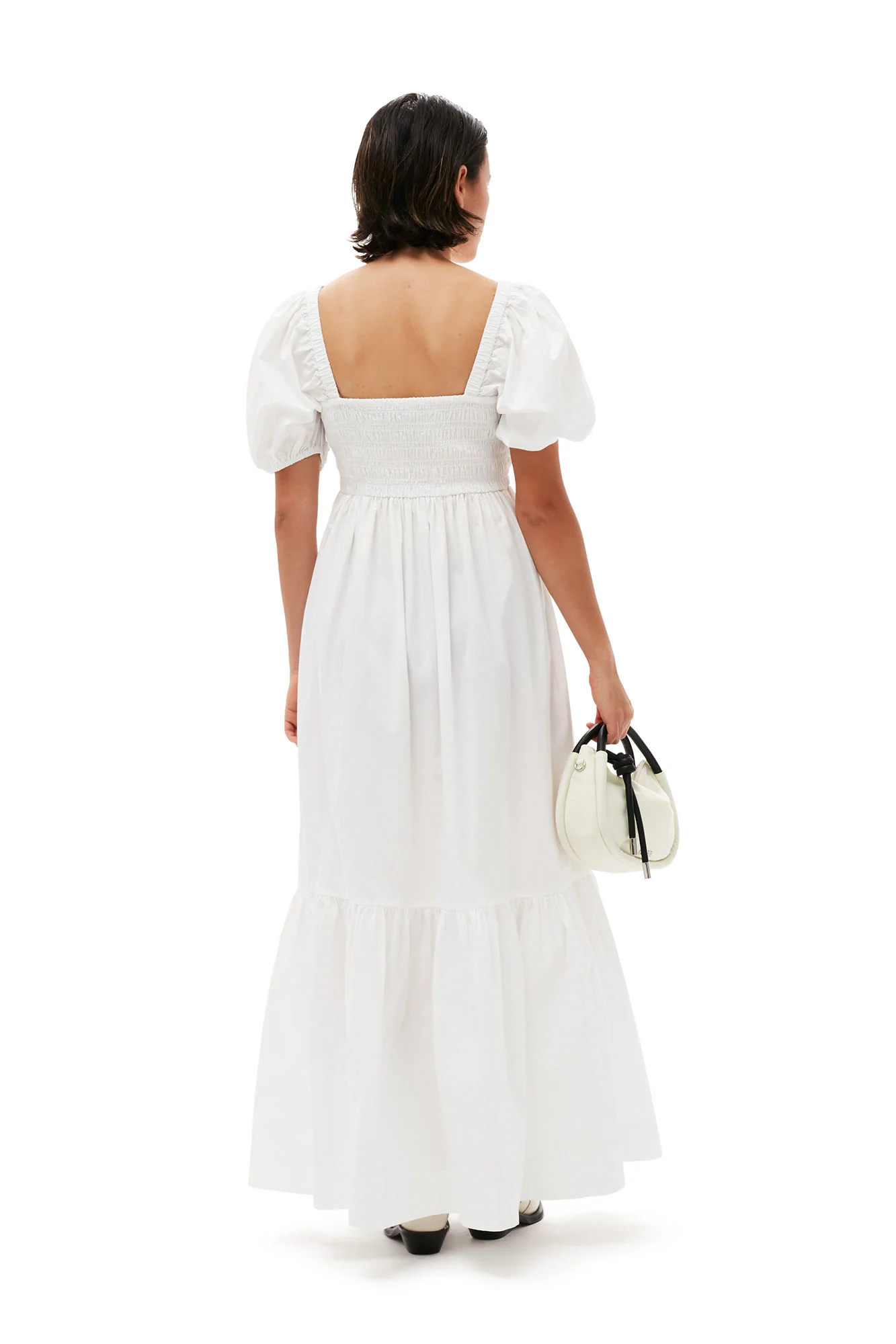 Cotton Poplin Smock Maxi Dress | Bright White - Image 4
