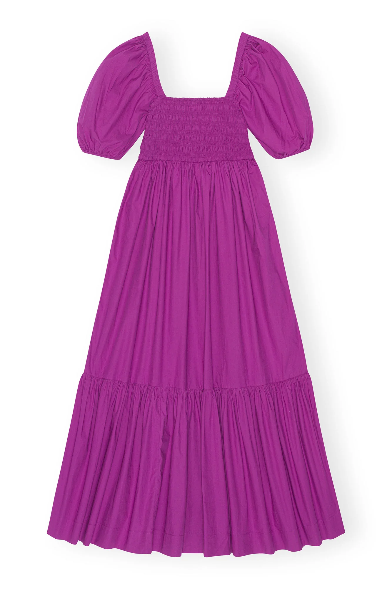 Cotton Poplin Smock Maxi Dress | Purple Wine