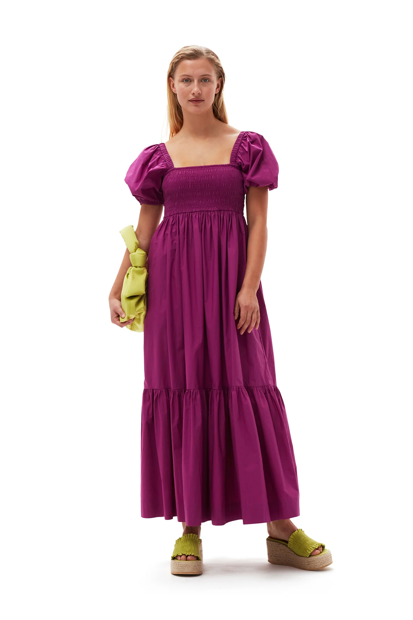 Cotton Poplin Smock Maxi Dress | Purple Wine - Image 3