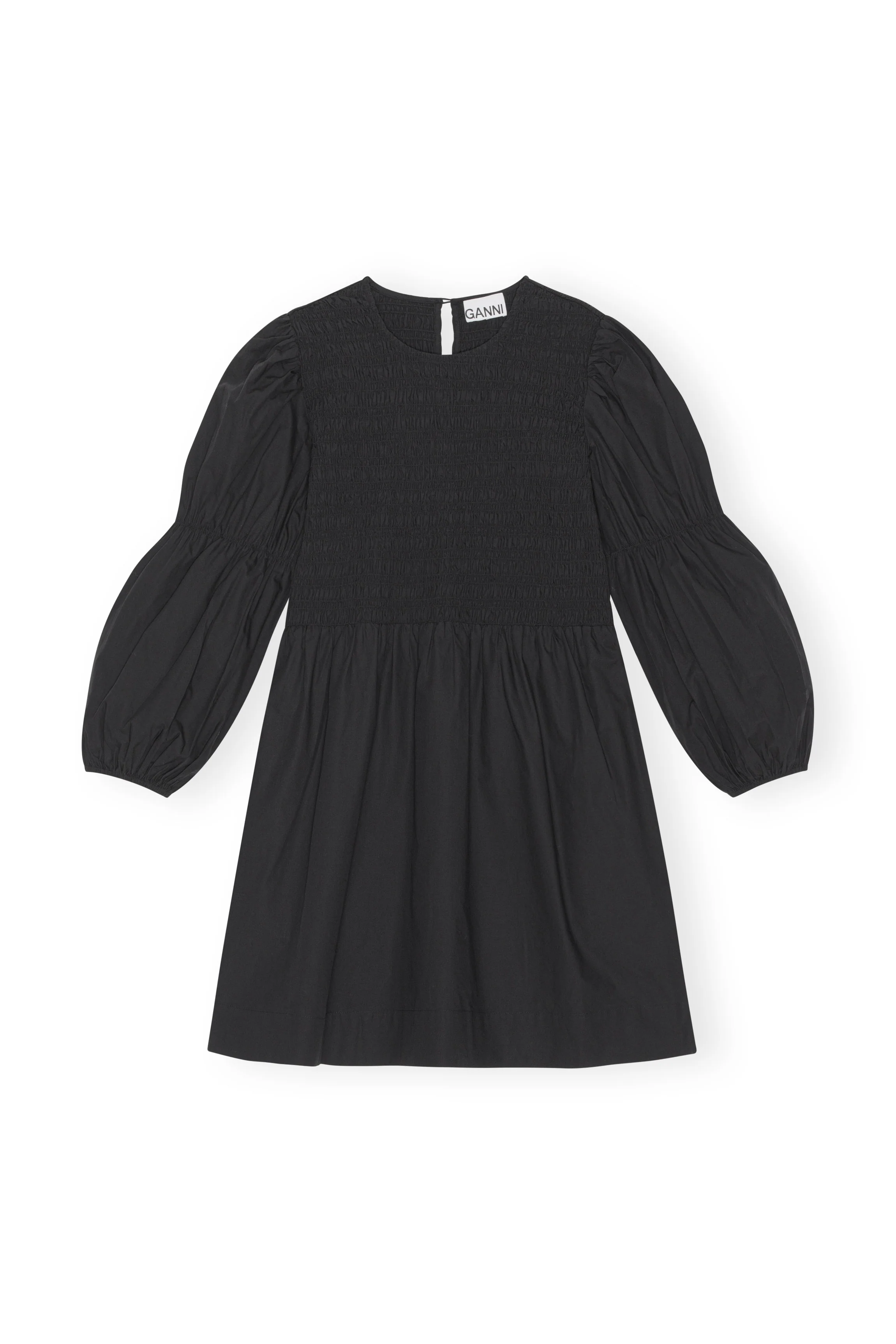 Cotton Poplin Smock Mini Dress | Black