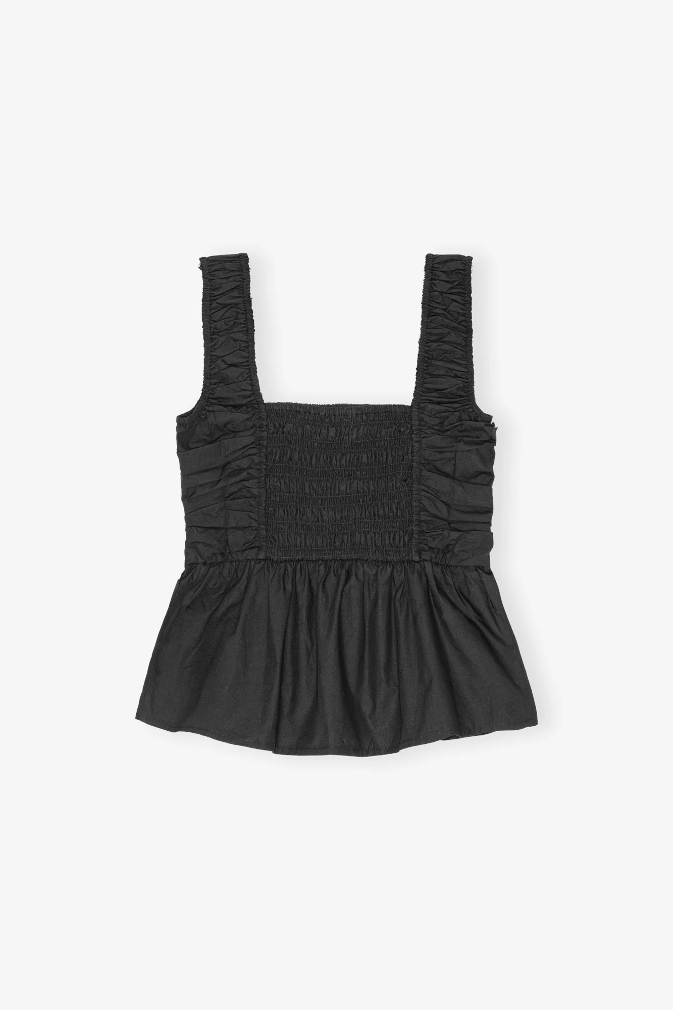 Cotton Poplin Smock Strap Top | Black - Image 2