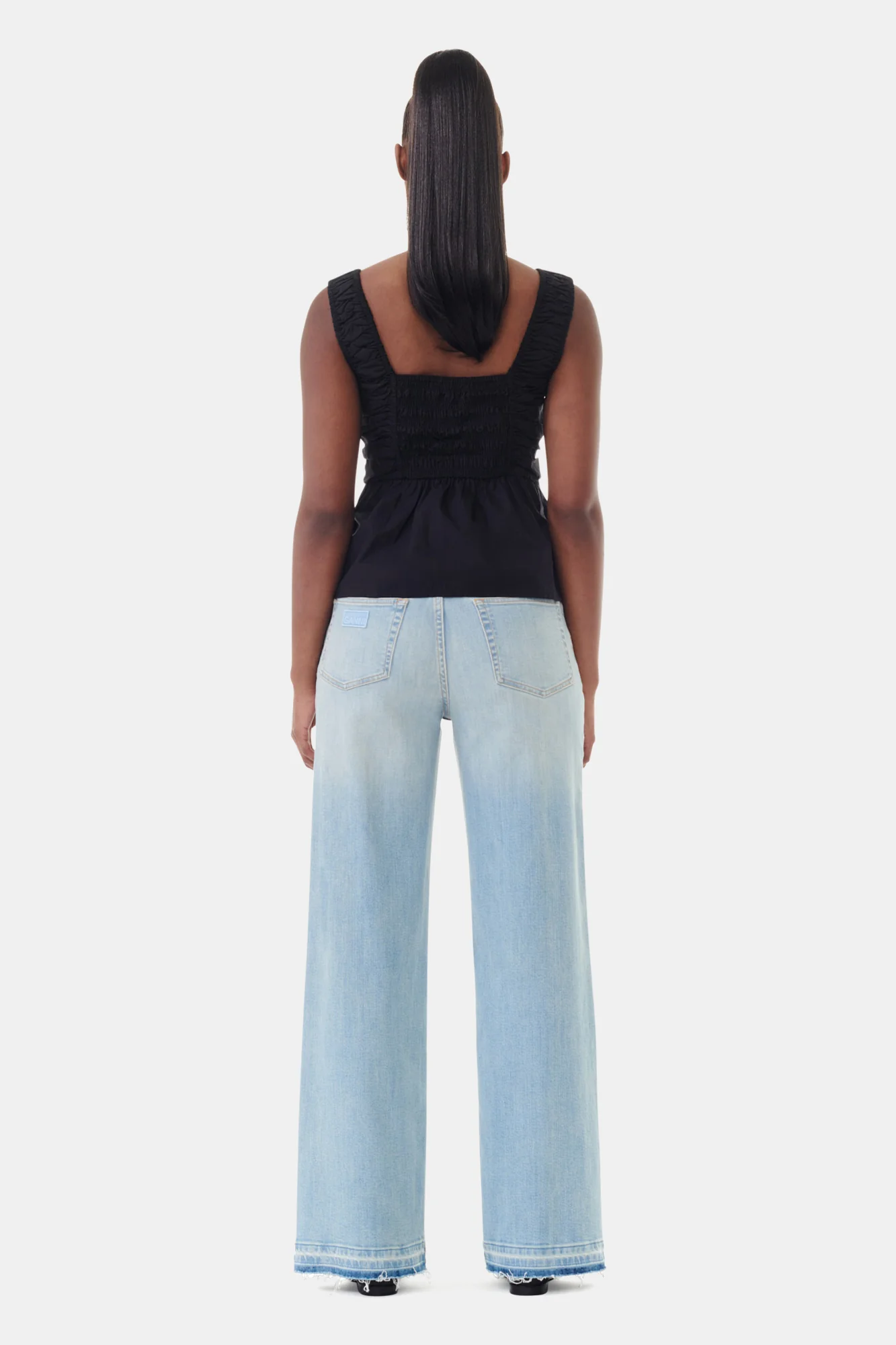 Cotton Poplin Smock Strap Top | Black - Image 6