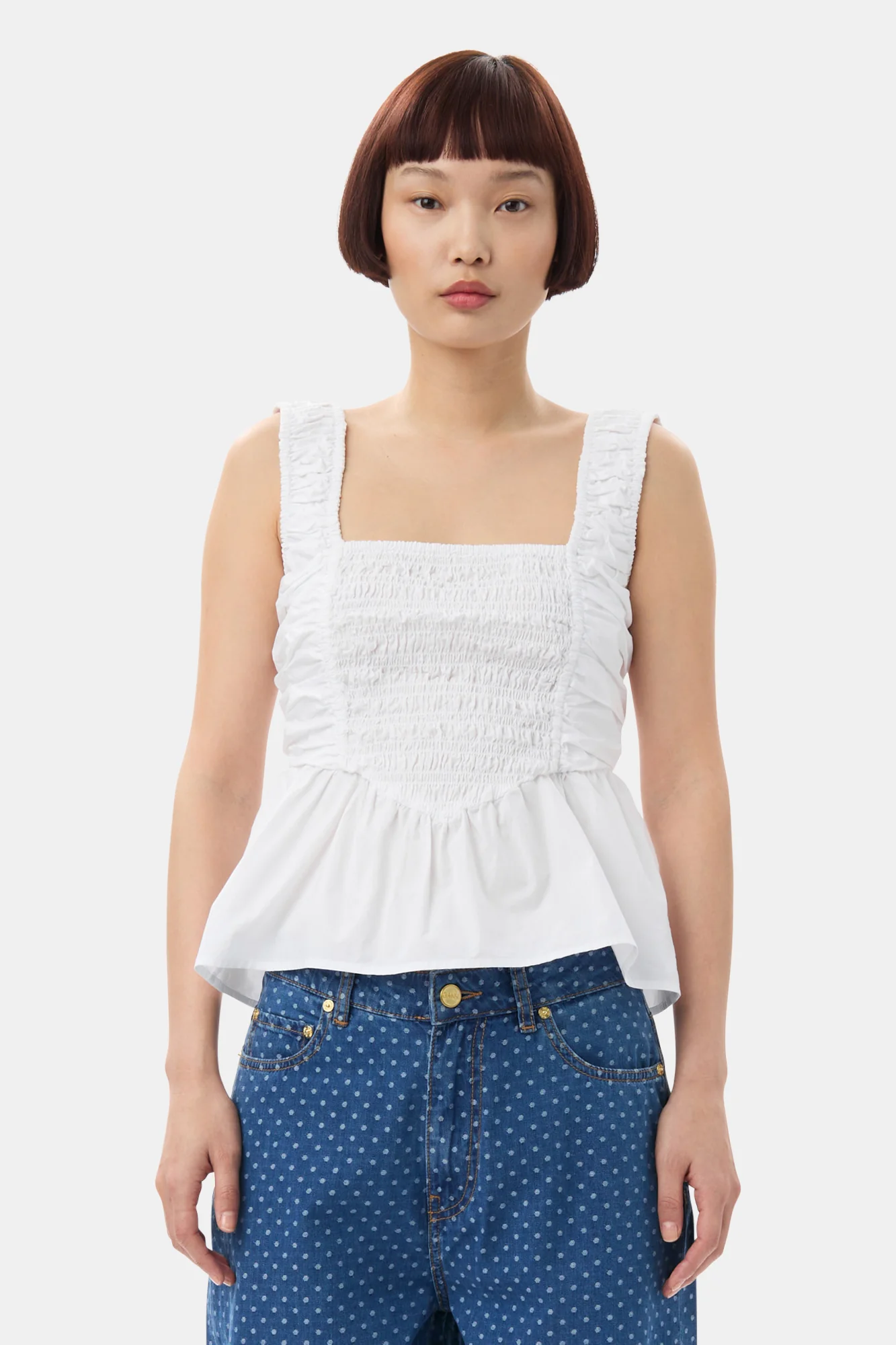 Cotton Poplin Smock Top | Bright White - Image 3