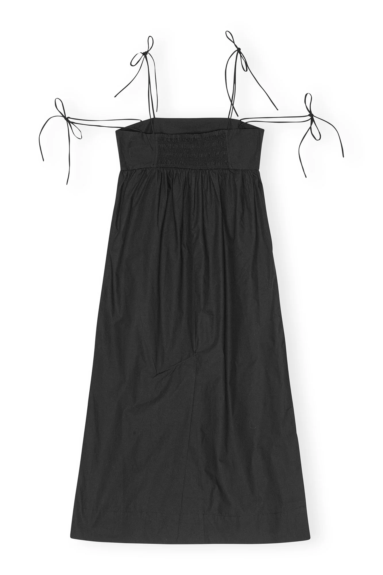Cotton Poplin String Midi Dress | Black - Image 2