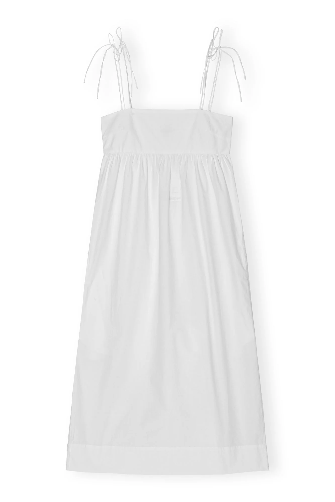 Cotton Poplin String Midi Dress | Bright White