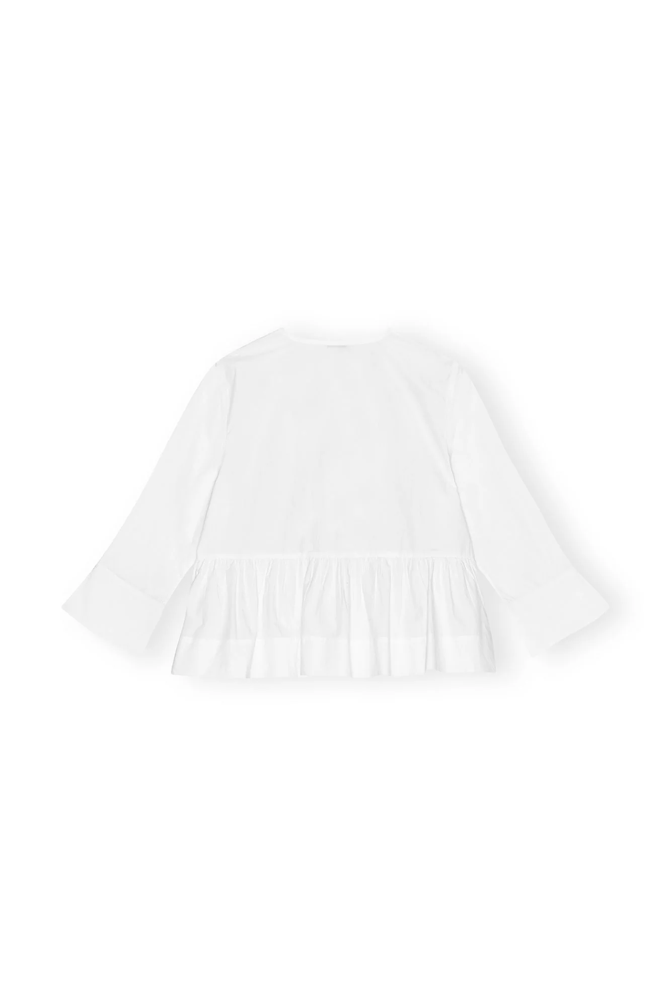 Cotton Poplin Tie String Peplum Blouse | Bright White - Image 2