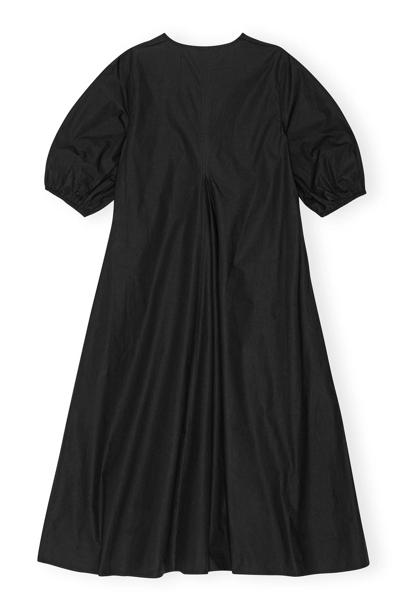 Cotton Poplin V-Neck Dress | Black - Image 2