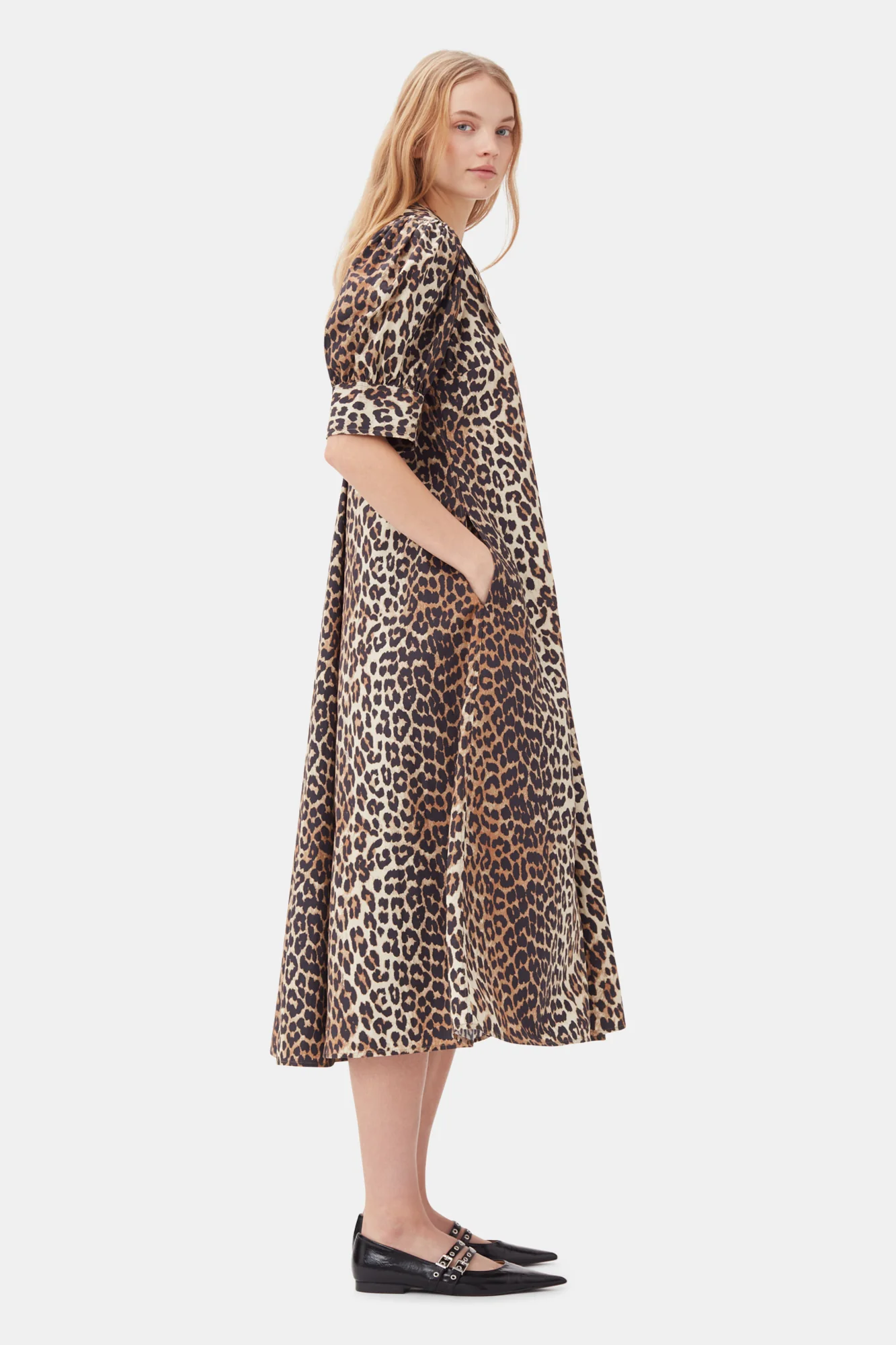 Cotton Poplin V-Neck Maxi Dress | Leopard - Image 10
