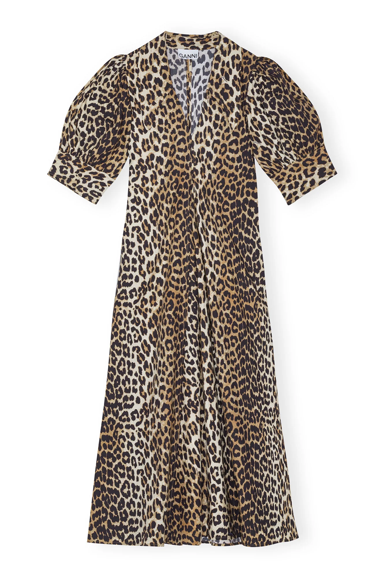 Cotton Poplin V-Neck Maxi Dress | Leopard - Image 2