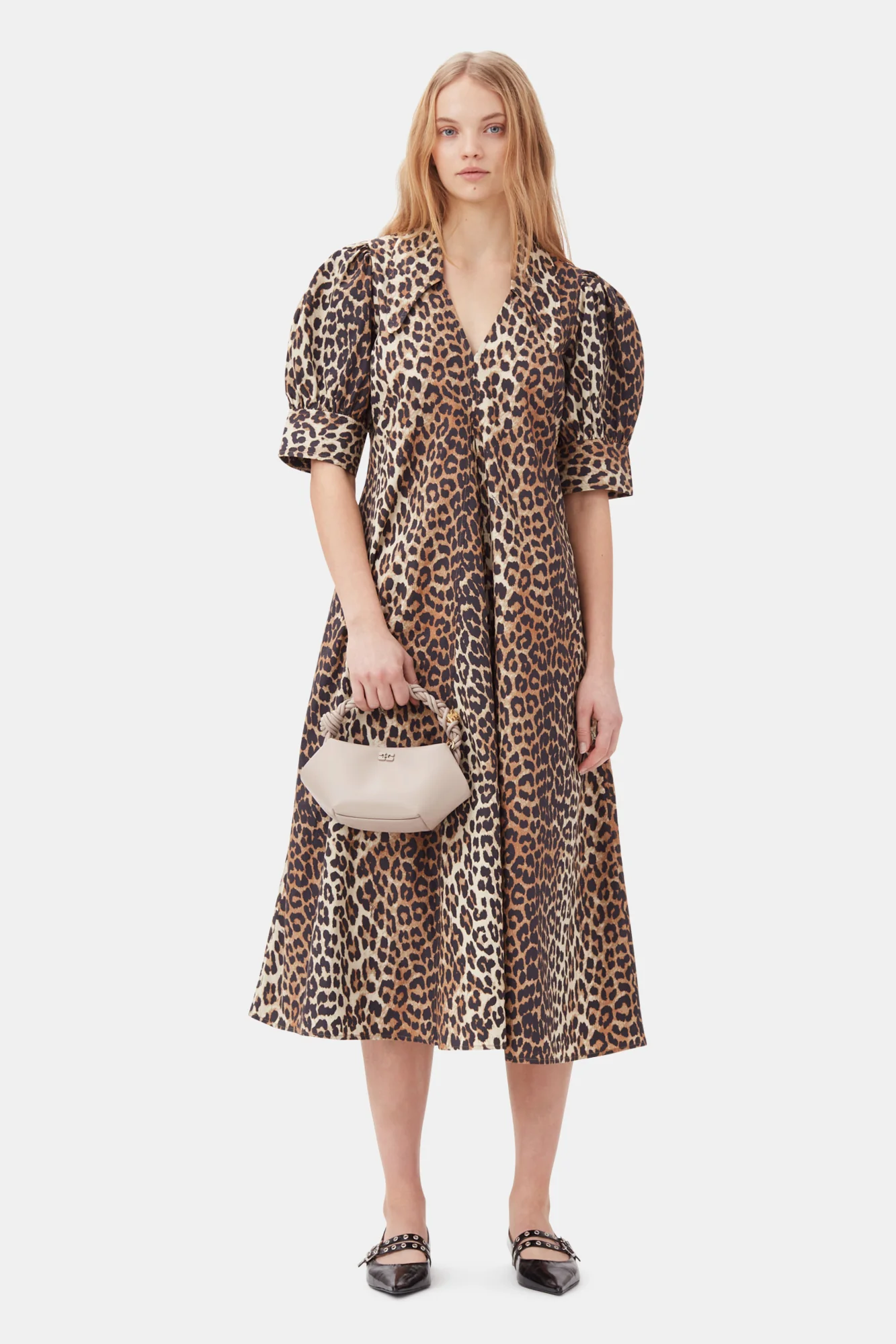 Cotton Poplin V-Neck Maxi Dress | Leopard - Image 6